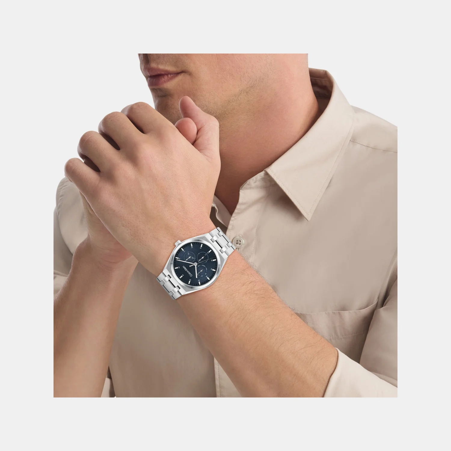 Ck Motion Men Quartz Blue Dial Multi-Function Stainless Steel Watch 25200520 - Image 4