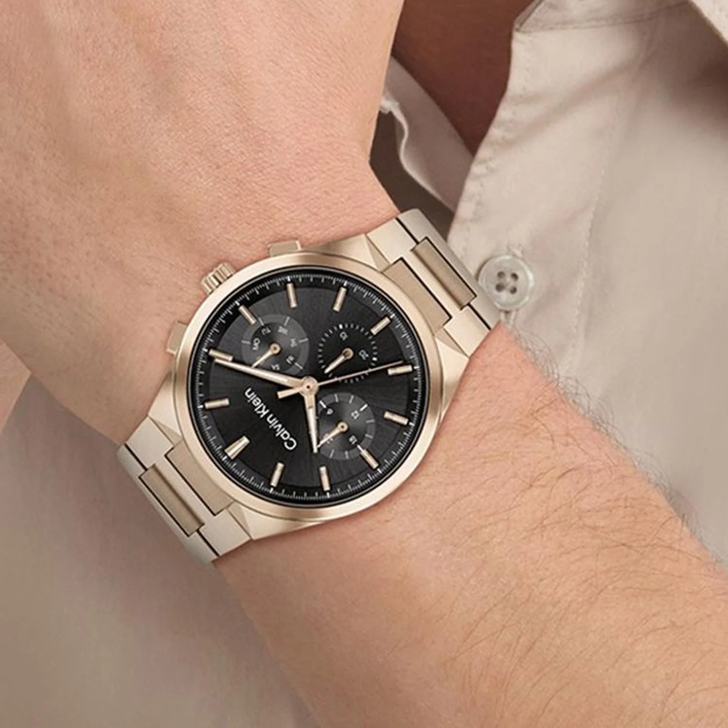 Distinguish Men Quartz Black Dial Multi-Function Stainless Steel Watch 25200506 - Image 4