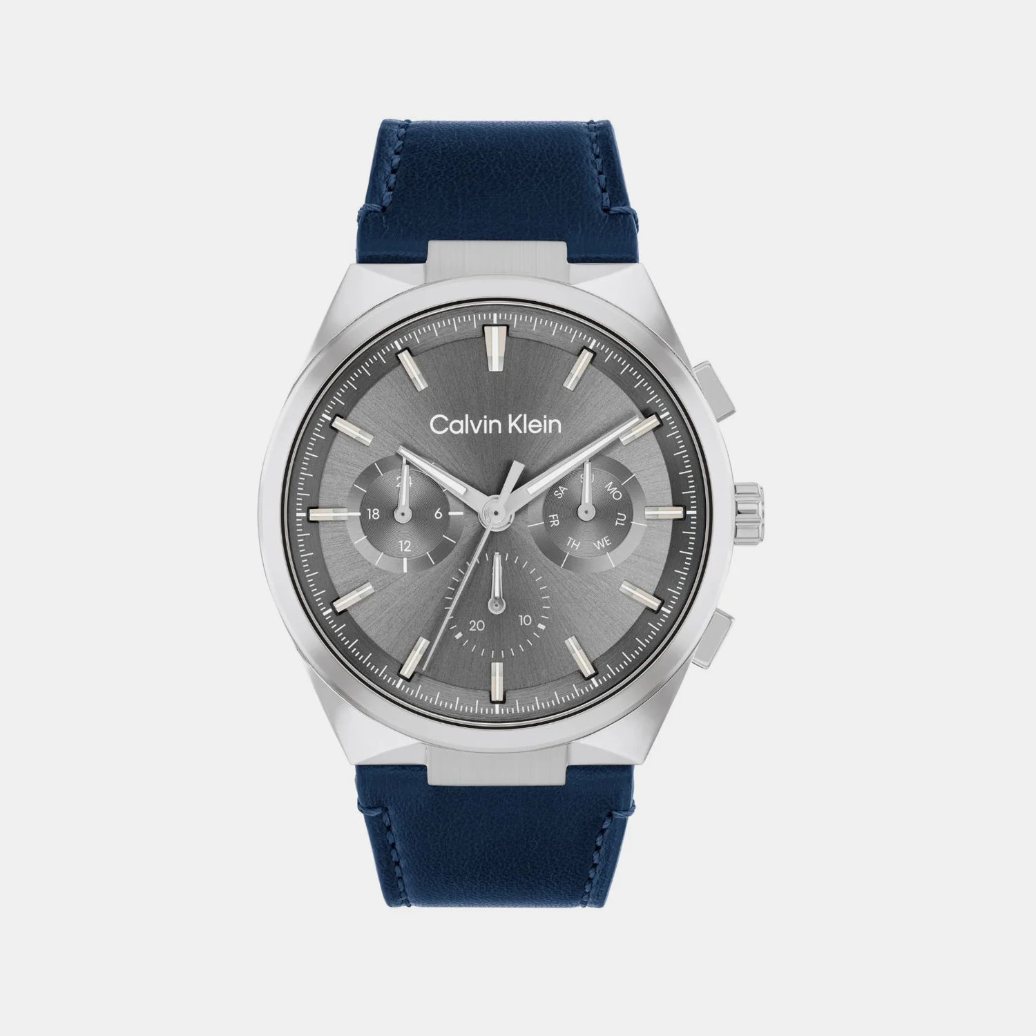 Distinguish Men Quartz Light Gunmetal Dial Multi-Function Leather Watch 25200444