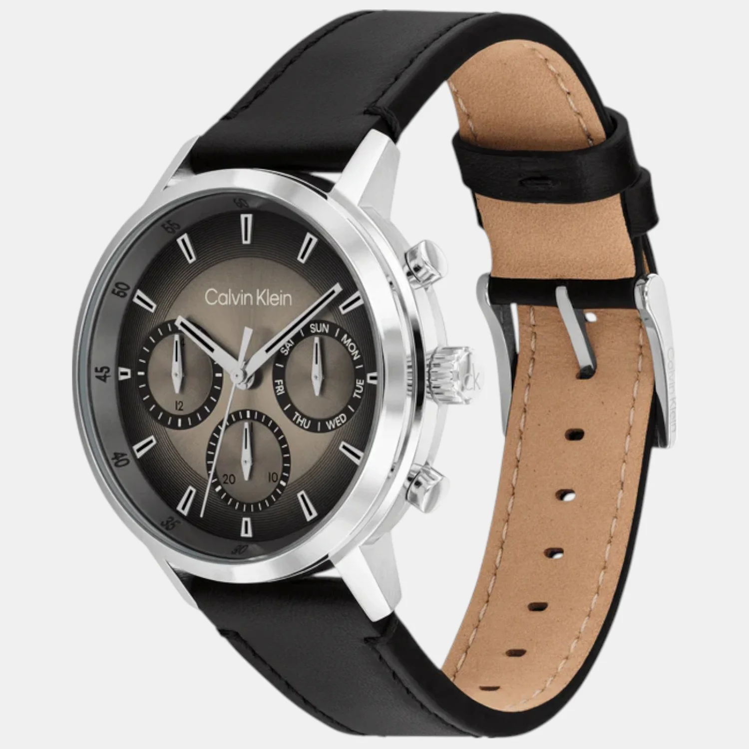 Gauge Men Quartz Dark Brown Dial Multi-Function Leather Watch 25200496 - Image 2