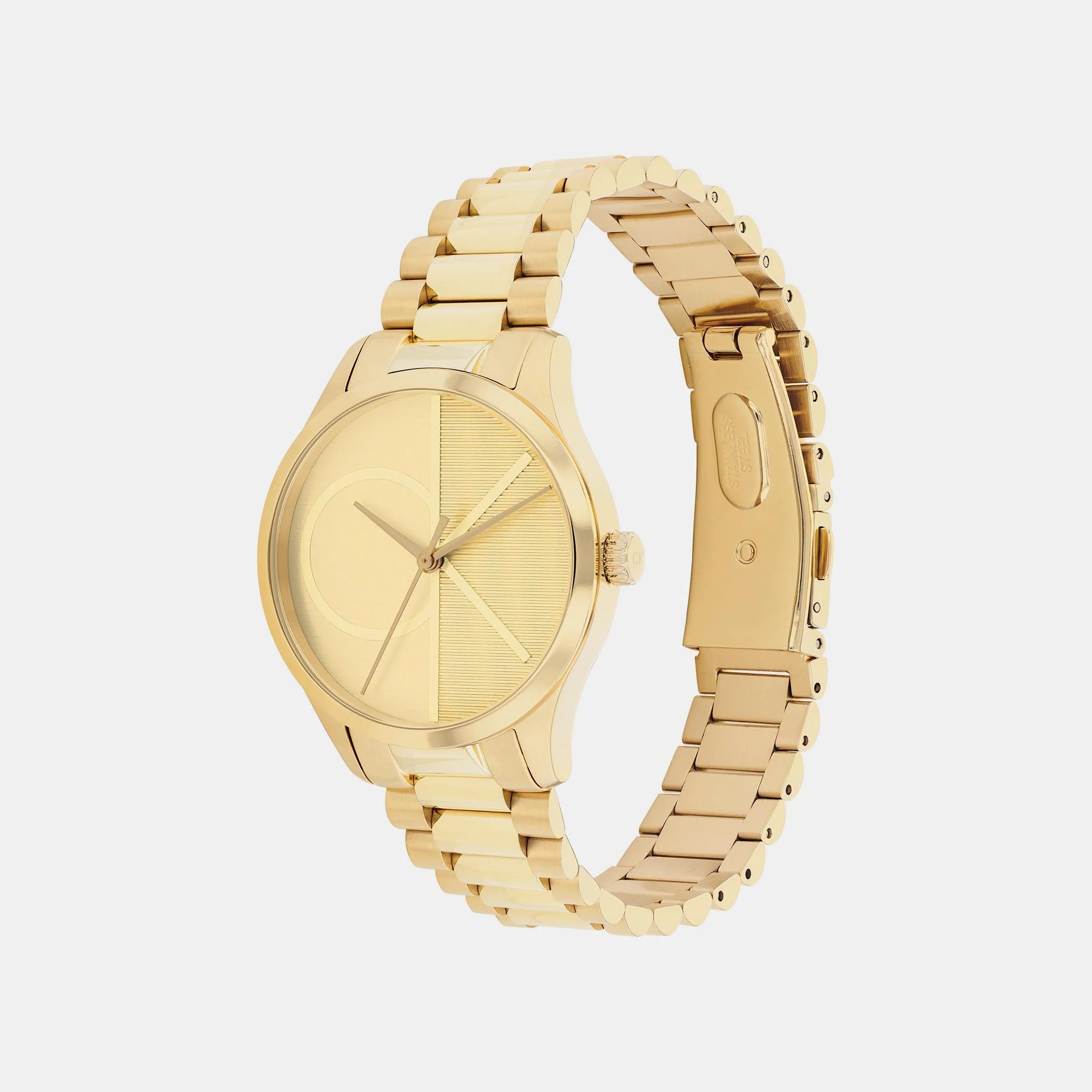 Iconic Unisex Quartz Gold Dial Analog Stainless Steel Watch 25200346 - Image 2
