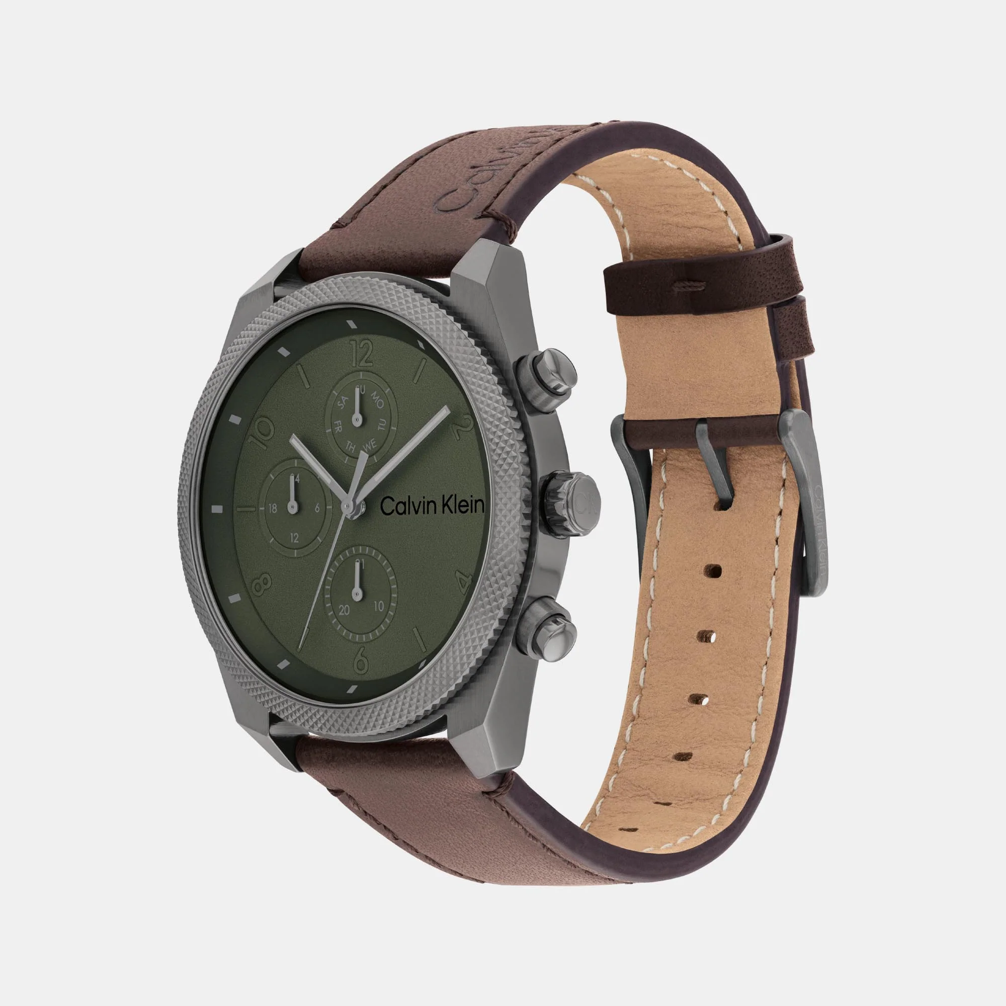Impact Men Quartz Green Dial Chronograph Leather Watch 25200363 - Image 3
