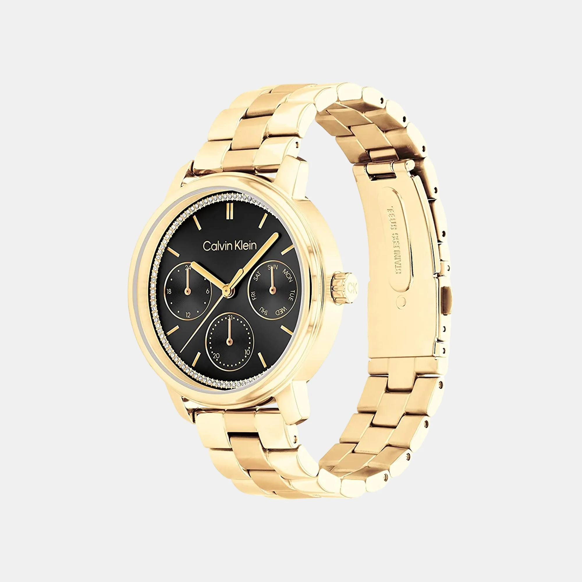 Minimalistic Women Quartz Black Dial Chronograph Stainless Steel Watch 25200177 - Image 3