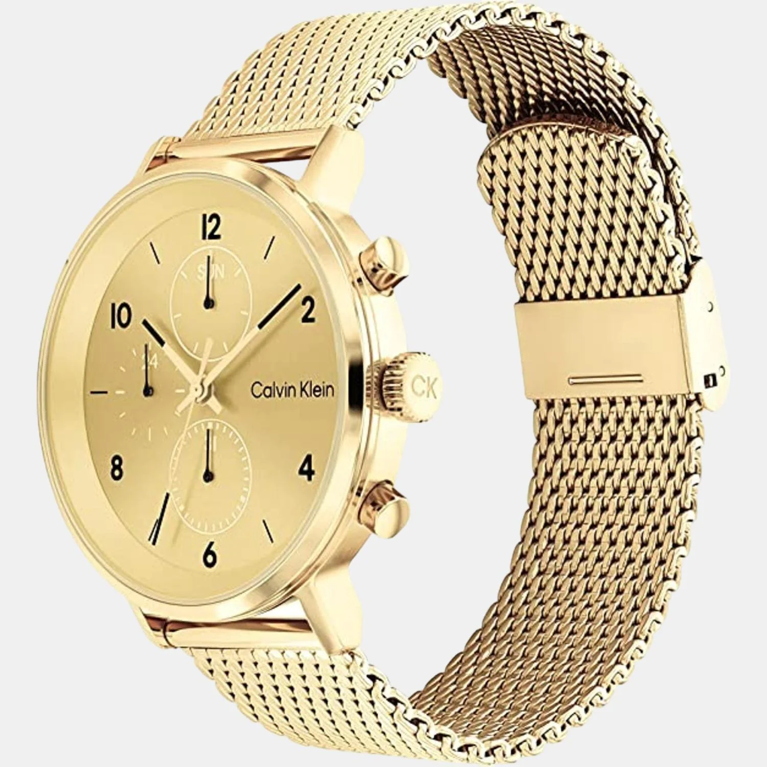 Modern Men Quartz Gold Dial Chronograph Stainless Steel Watch 25200109 - Image 3
