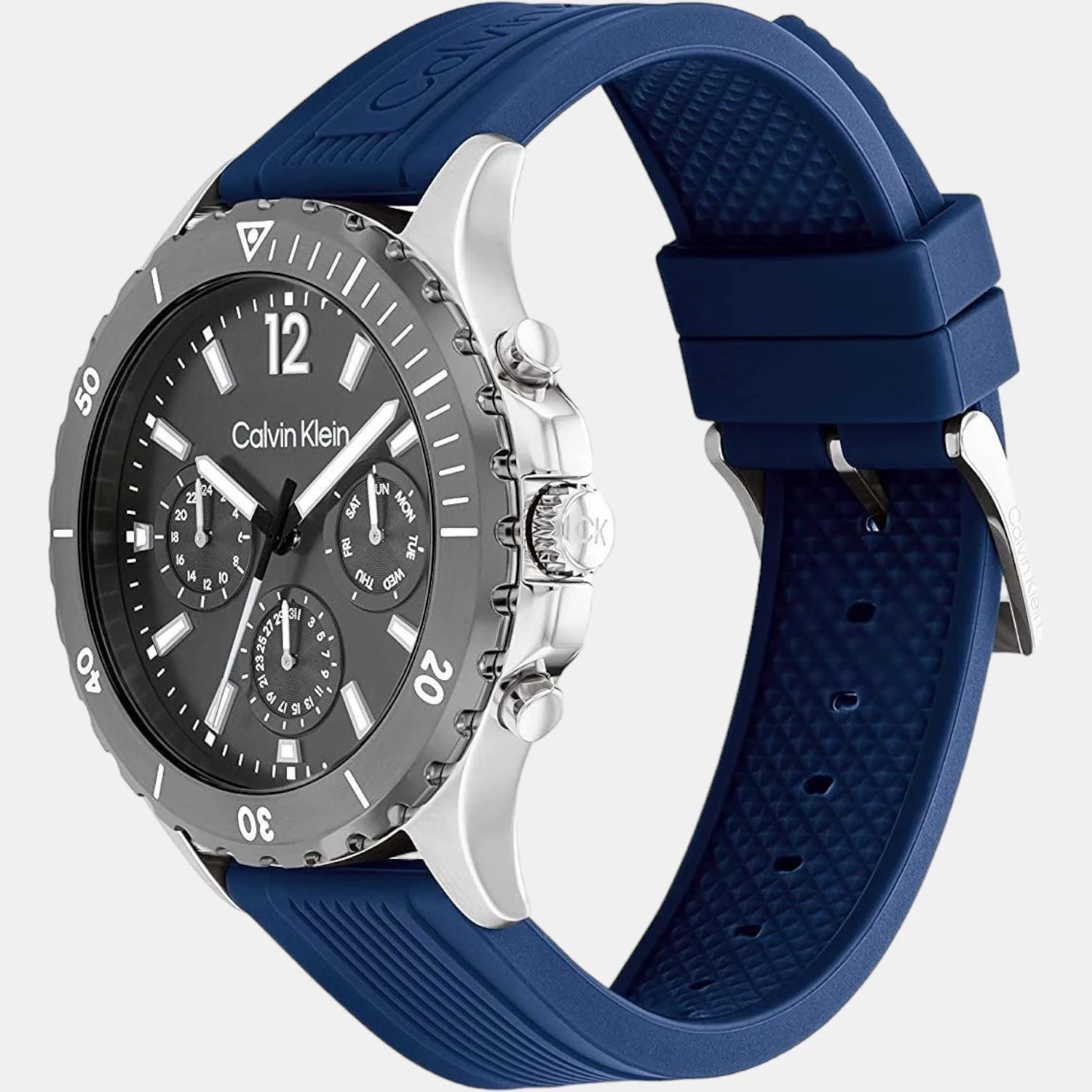 Sport Men Quartz Grey Dial Chronograph Silicone Watch 25200120 - Image 2