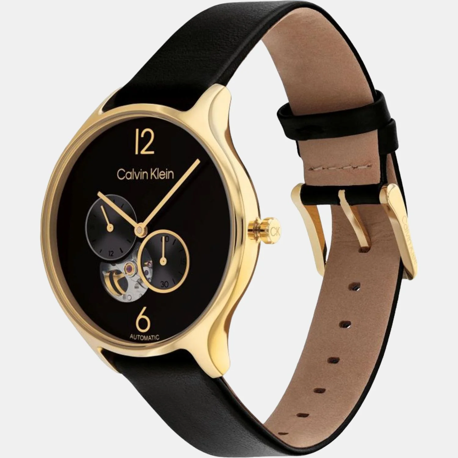 Timeless Women Quartz Black Dial Chronograph Leather Watch 25200123 - Image 3