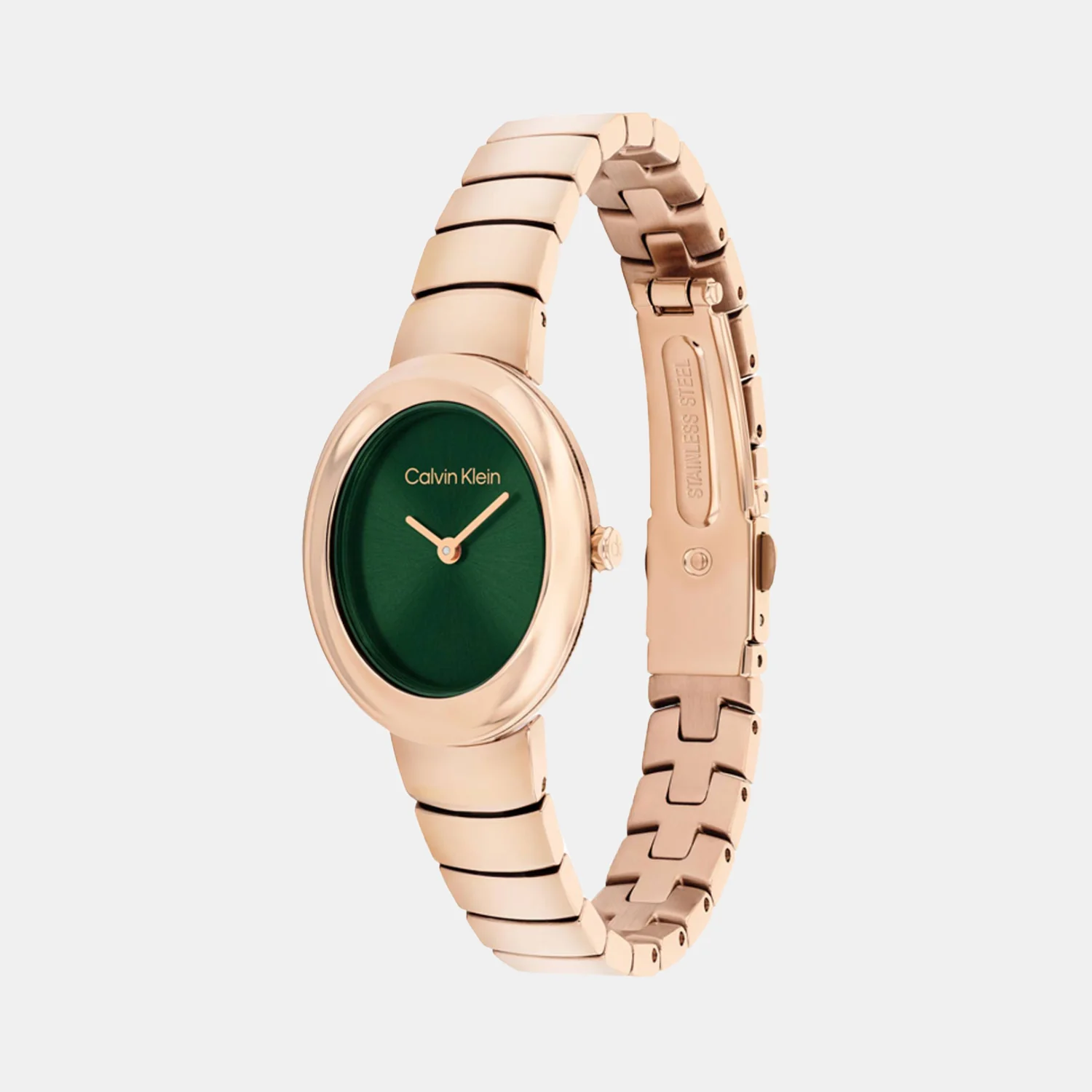 Twisted Bezel Women Quartz Dark Green Dial Analog Stainless Steel Watch 25100148 - Image 3