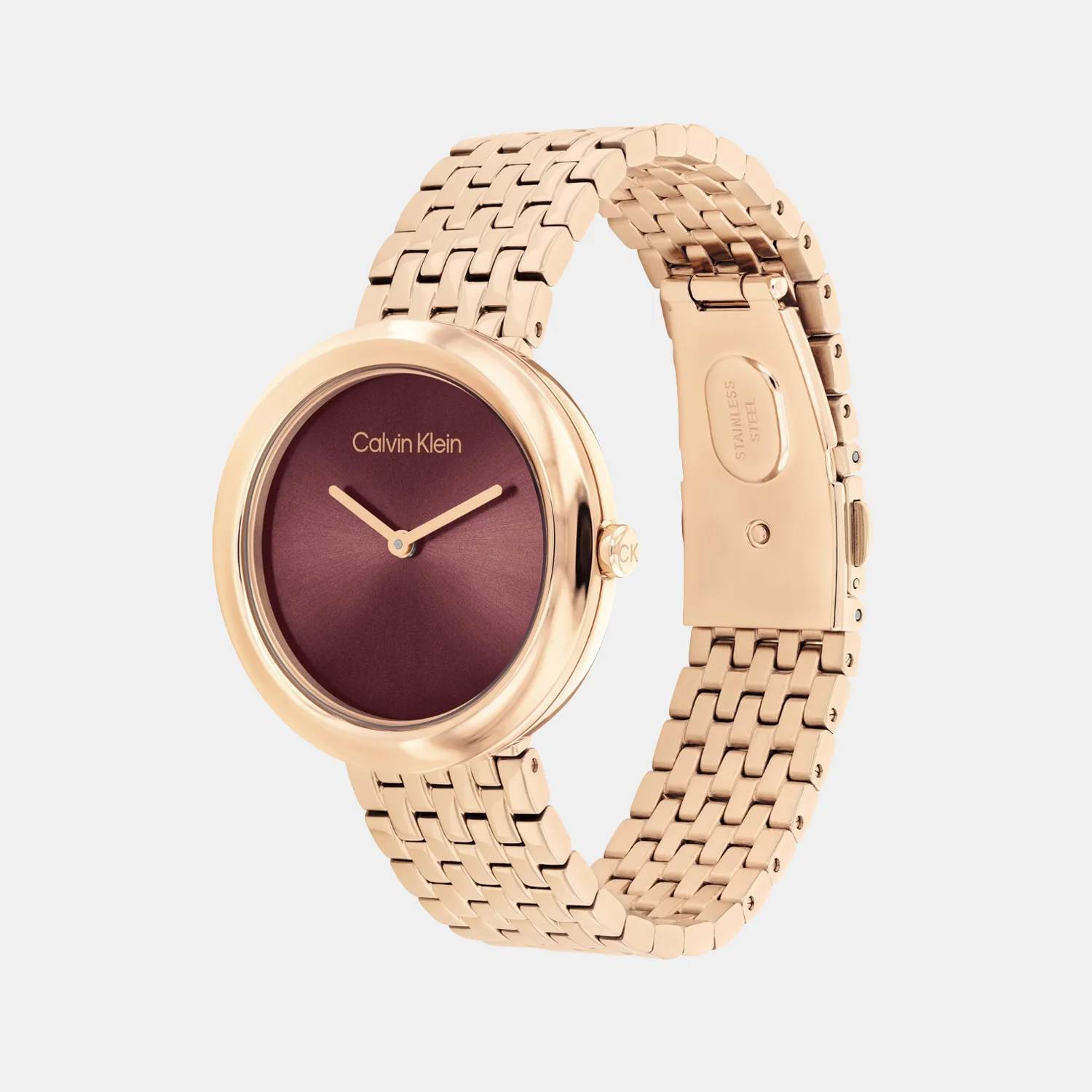 Twisted Bezel Women Quartz Mauve Dial Analog Stainless Steel Watch 25100067 - Image 2