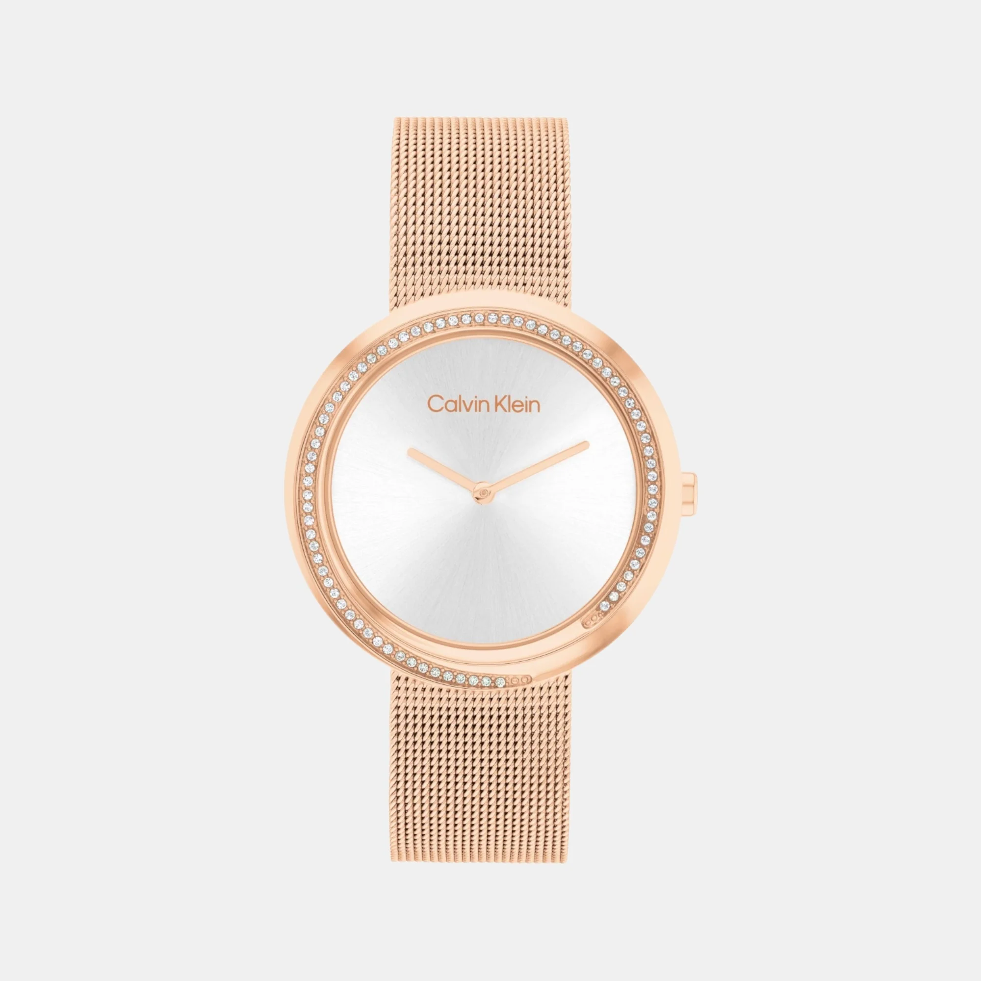 Twisted Bezel Women Quartz Silver Dial Analog Mesh Watch 25200312 - Image 2