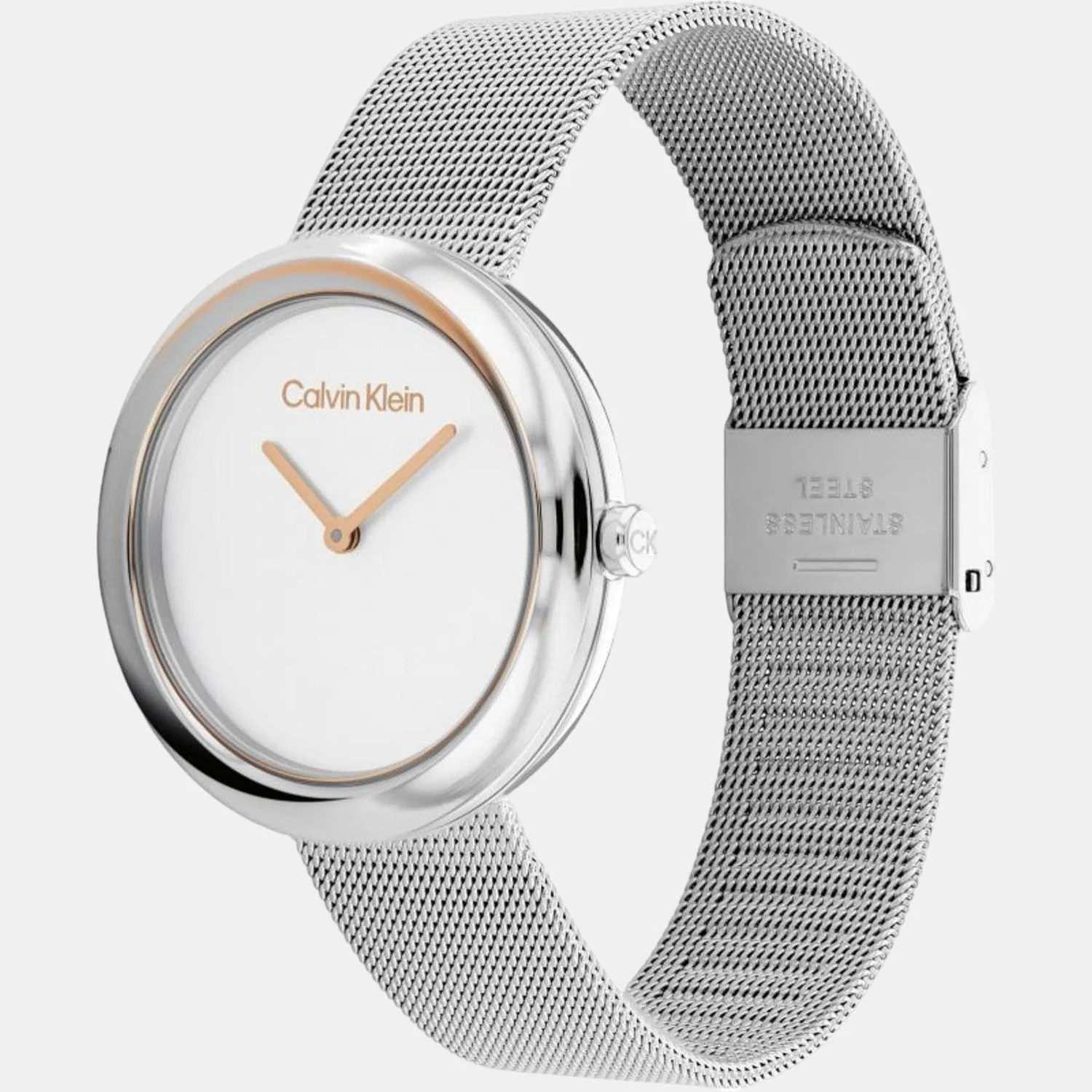 Twisted Bezel Women Quartz White Dial Analog Stainless Steel Watch 25200011 - Image 3
