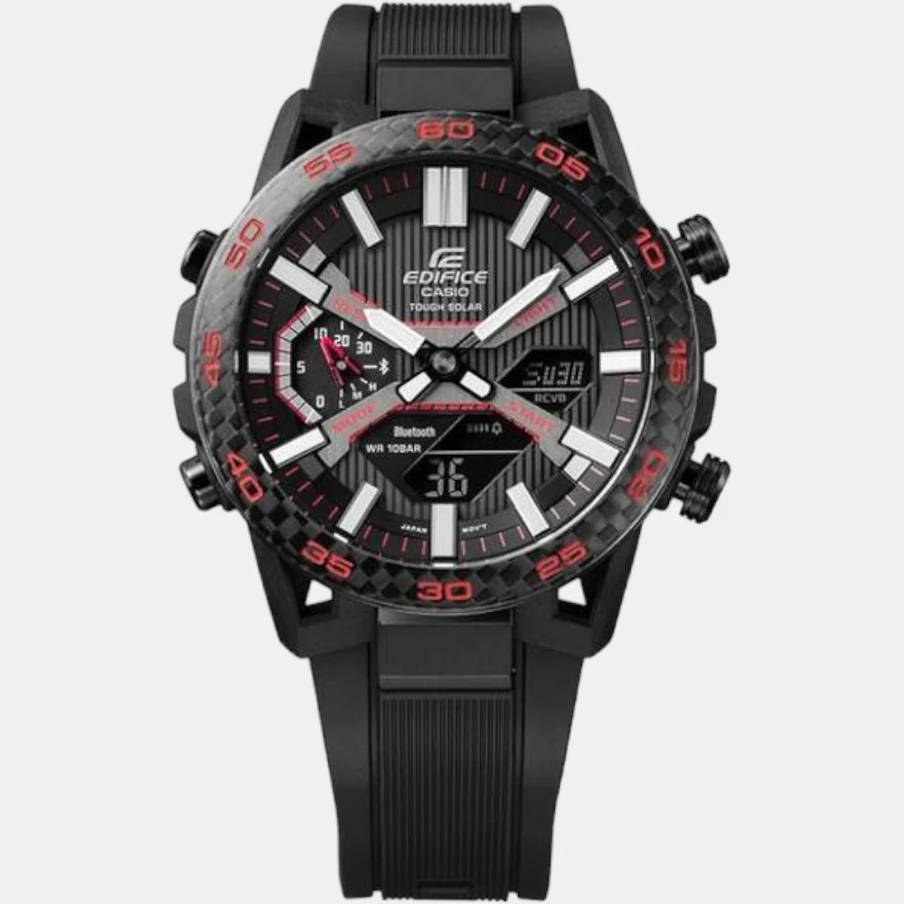Edifice Men Quartz Black Dial Analog-Digital Resin Watch ED563 - Image 3