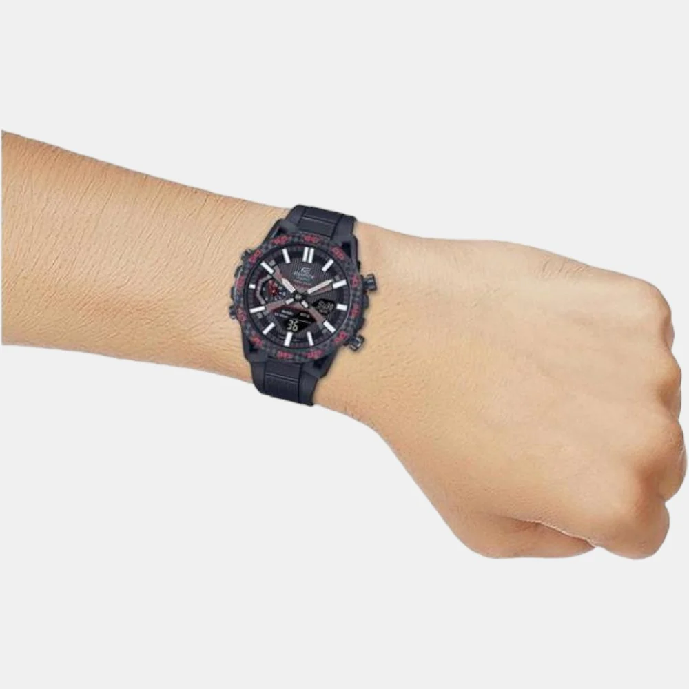 Edifice Men Quartz Black Dial Analog-Digital Resin Watch ED563 - Image 5