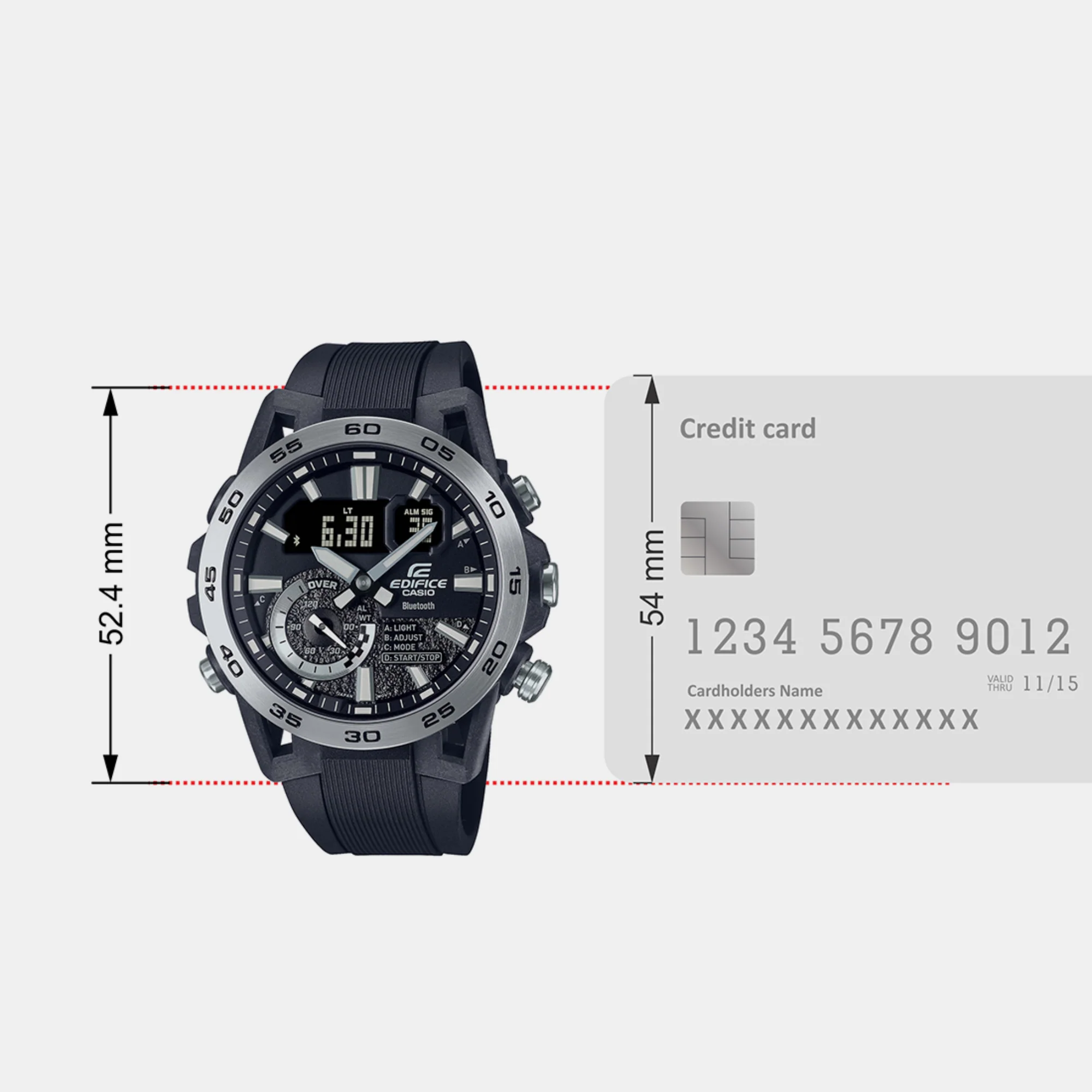 Edifice Men Quartz Black Dial Analog-Digital Resin Watch ED578 - Image 7
