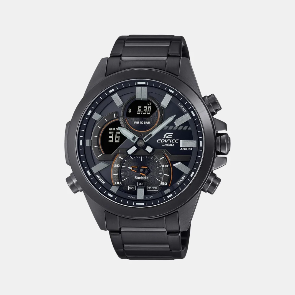 Edifice Men Quartz Black Dial Analog-Digital Stainless Steel Watch EX547