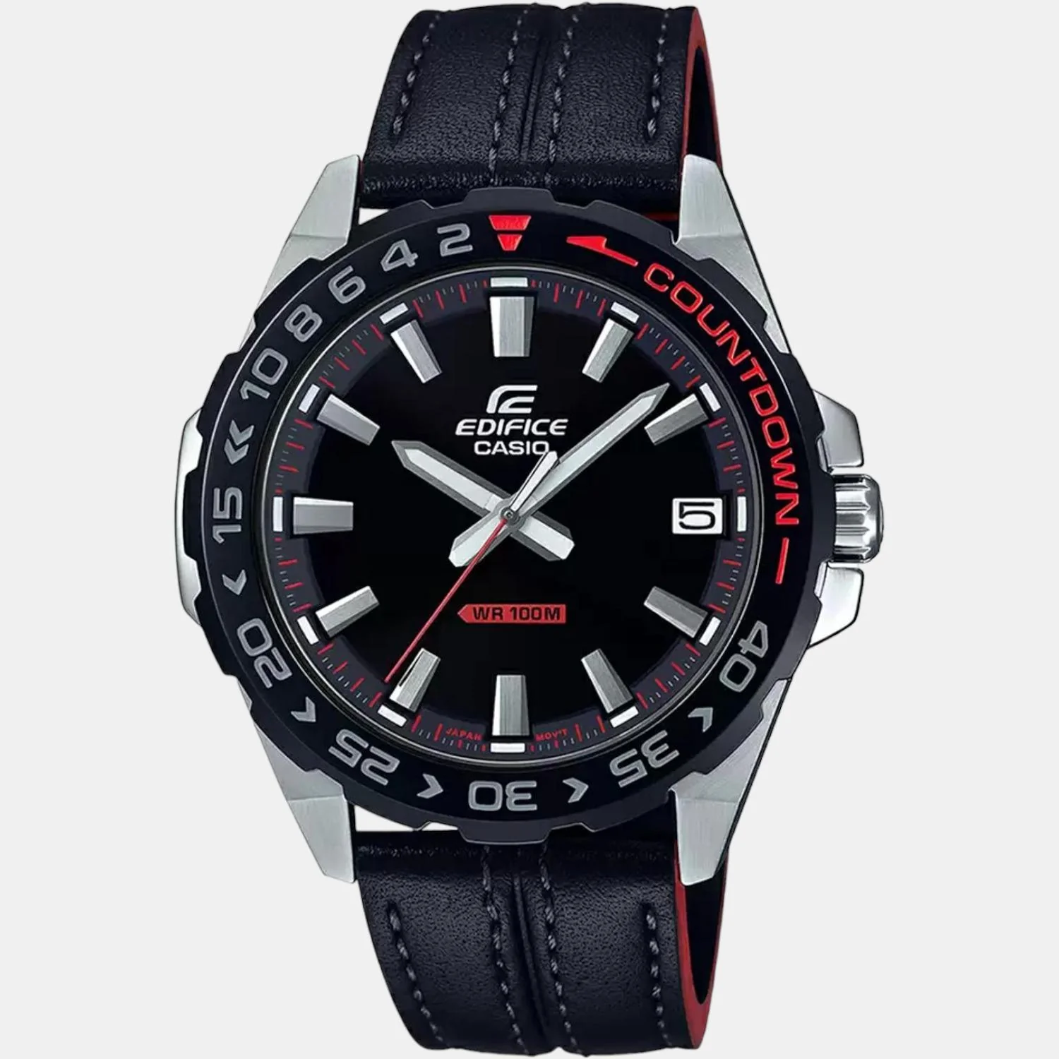 Edifice Men Quartz Black Dial Analog Leather Watch ED483 - Image 2