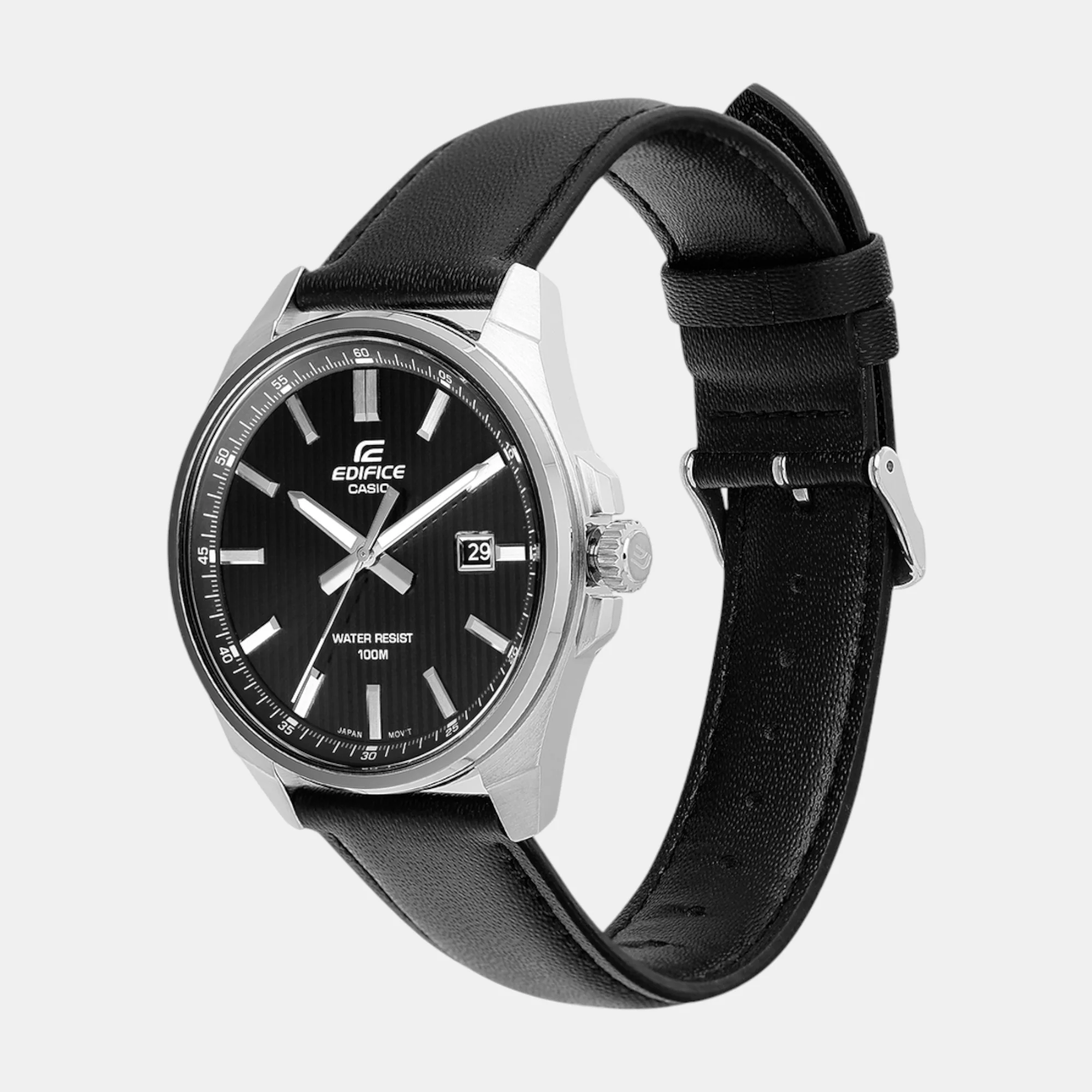 Edifice Men Quartz Black Dial Analog Leather Watch ED621 - Image 3