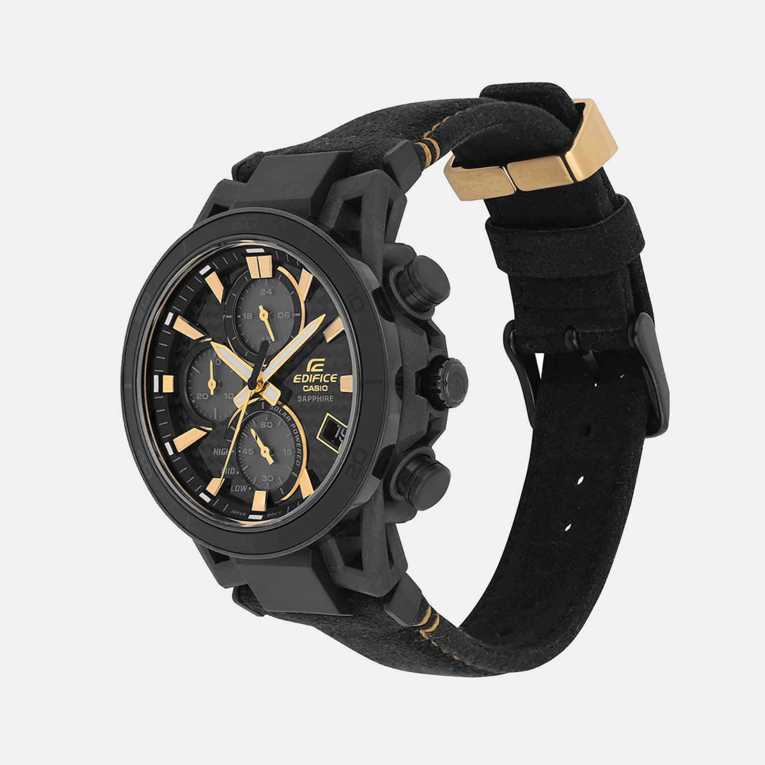 Edifice Men Quartz Black Dial Chronograph Alcantara Watch ED641 - Image 2