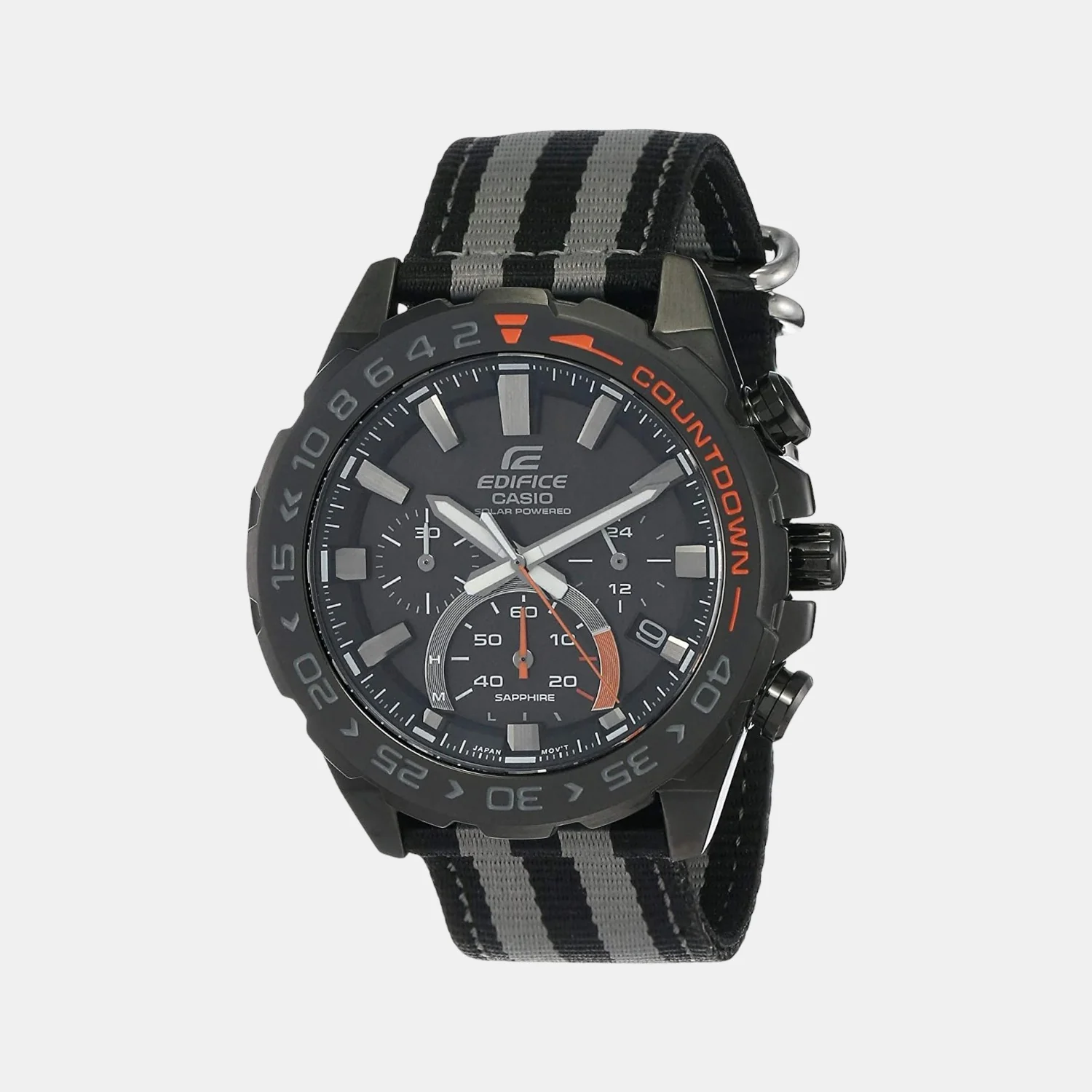 Edifice Men Quartz Black Dial Chronograph Leather Watch ED476
