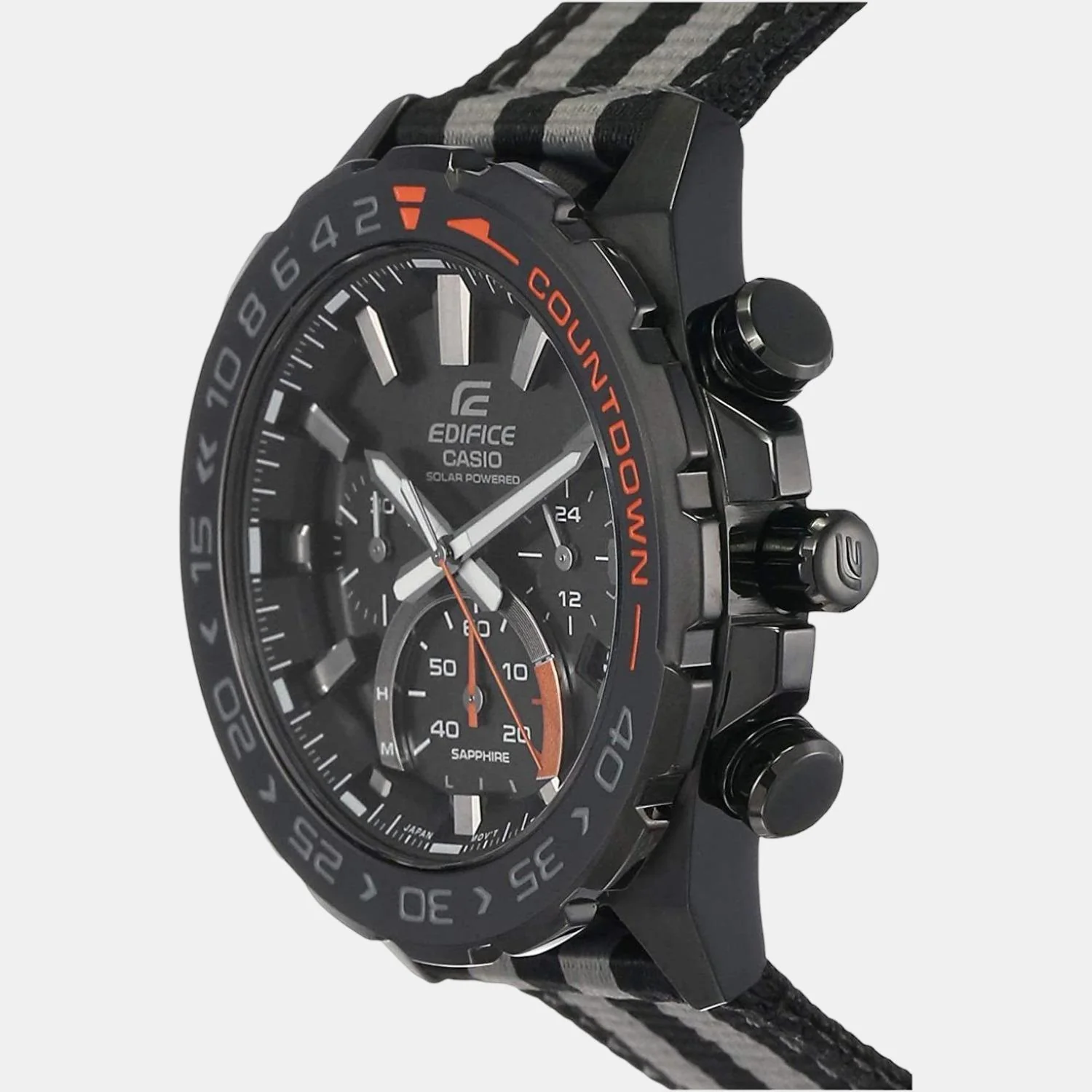 Edifice Men Quartz Black Dial Chronograph Leather Watch ED476 - Image 2