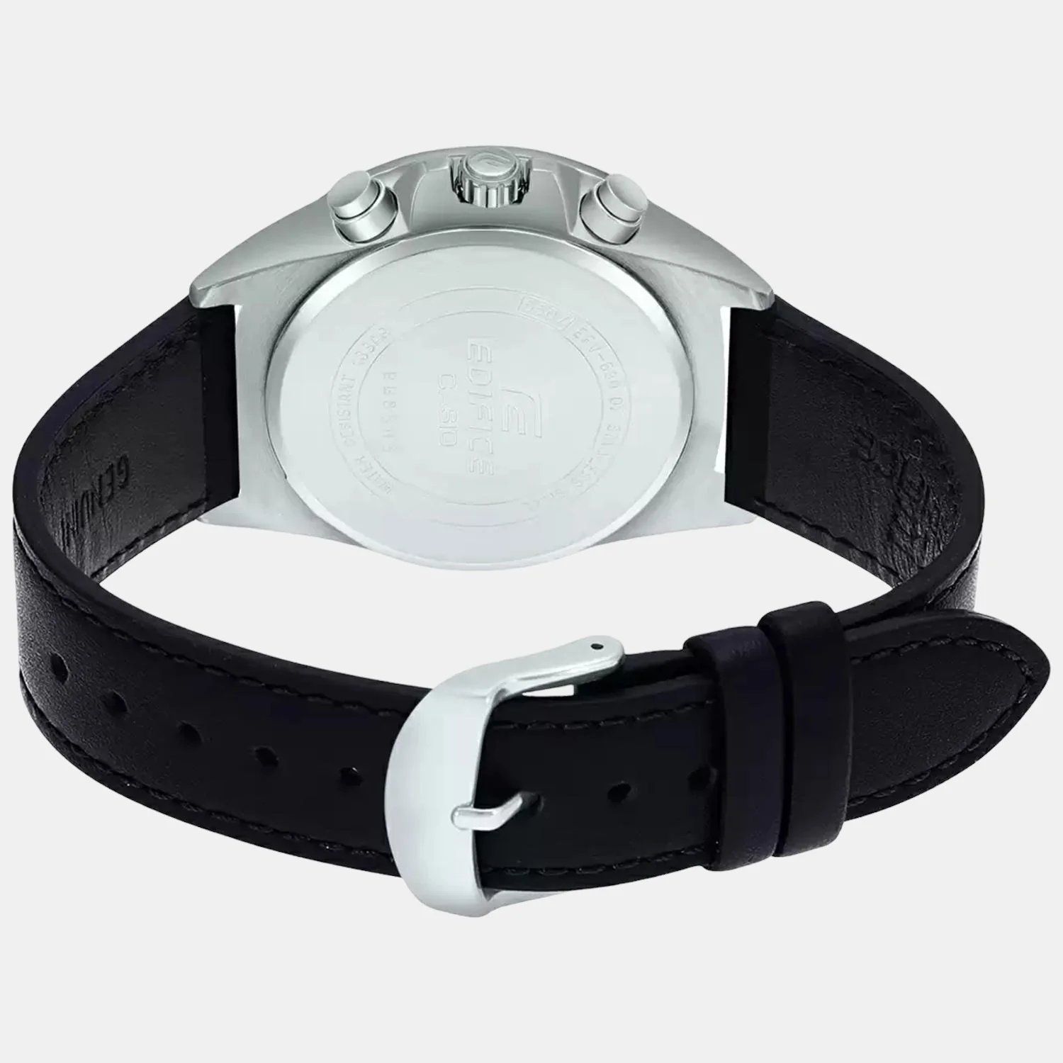 Edifice Men Quartz Black Dial Chronograph Leather Watch ED542 - Image 5