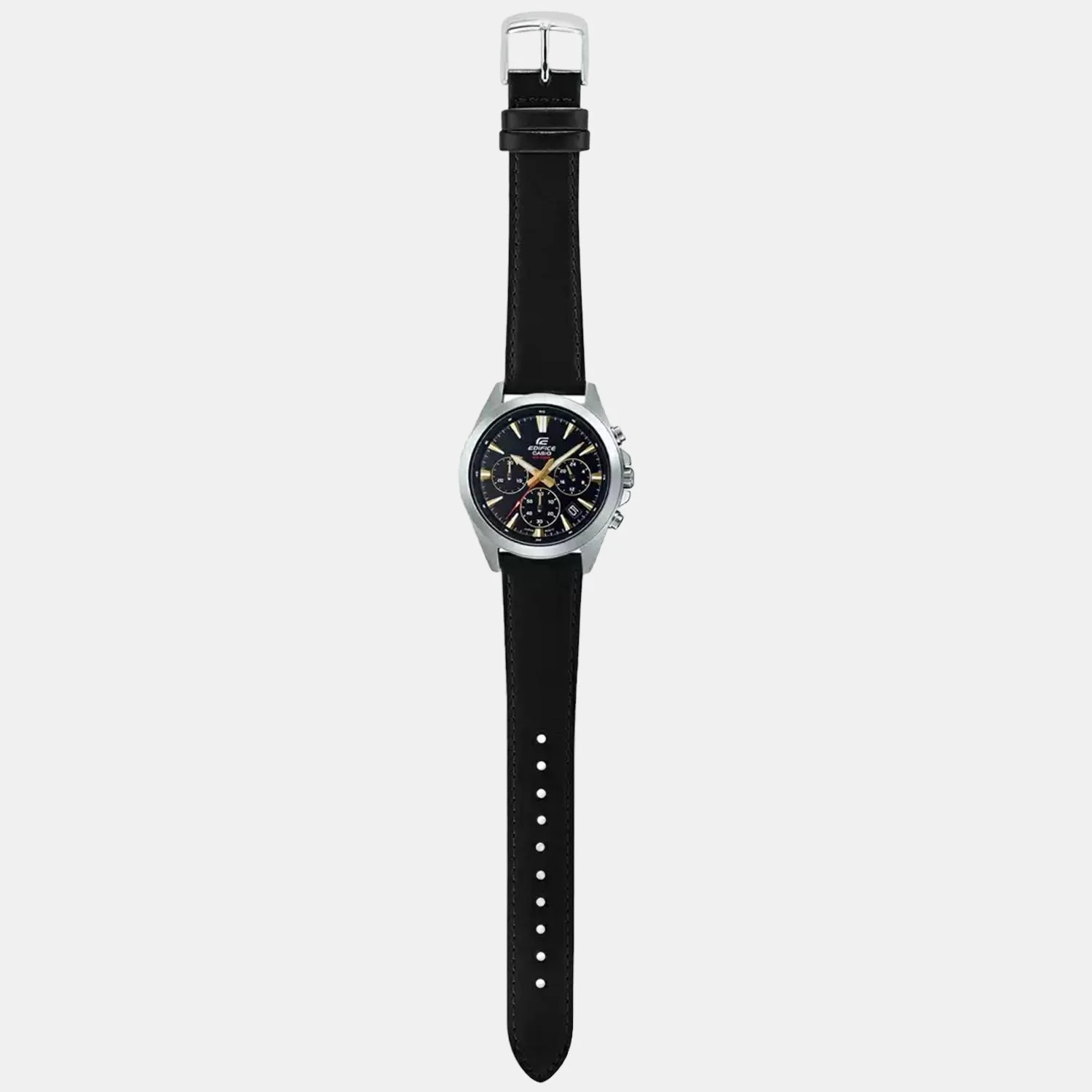 Edifice Men Quartz Black Dial Chronograph Leather Watch ED542 - Image 7