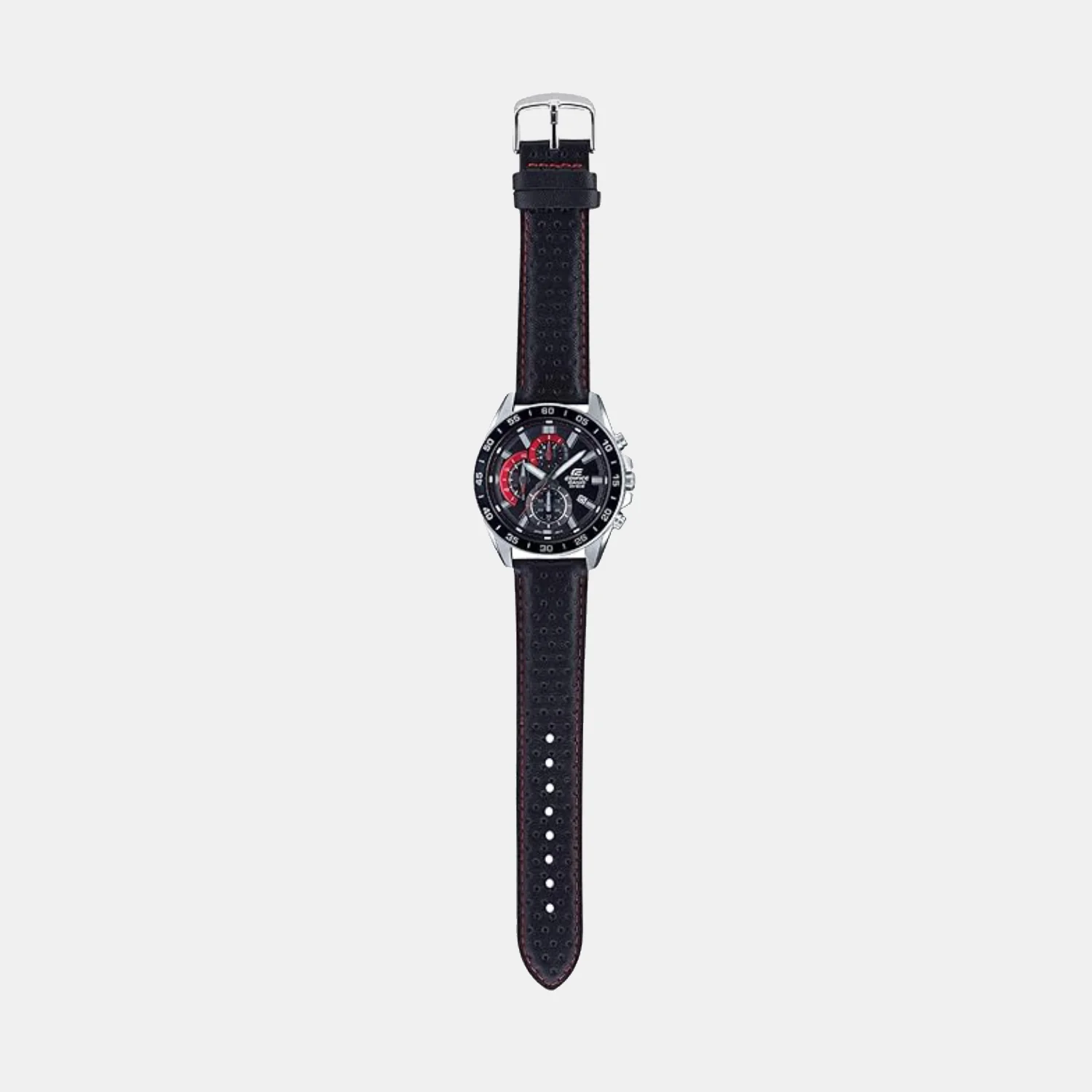 Edifice Men Quartz Black Dial Chronograph Leather Watch ED557 - Image 4