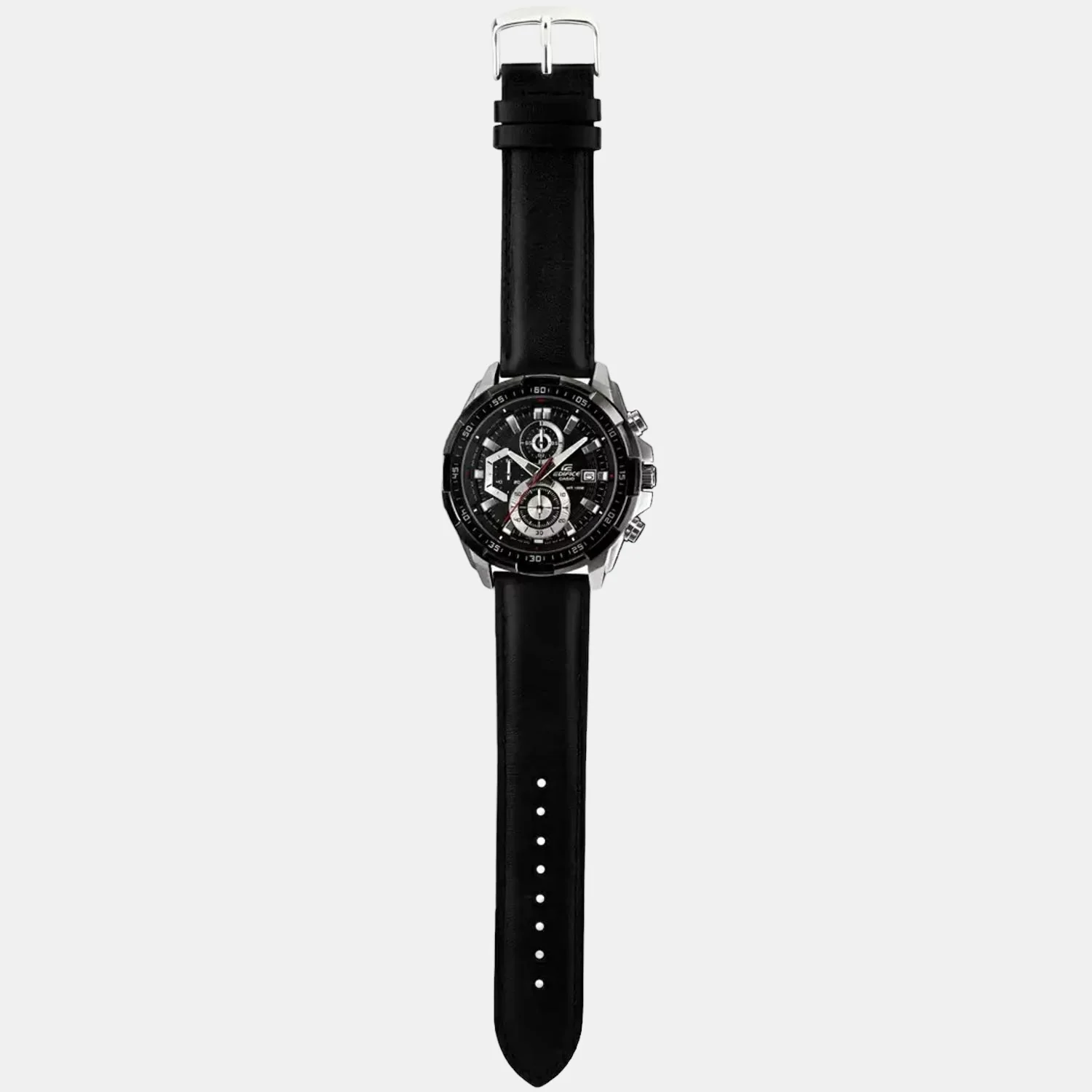 Edifice Men Quartz Black Dial Chronograph Leather Watch EX193 - Image 8