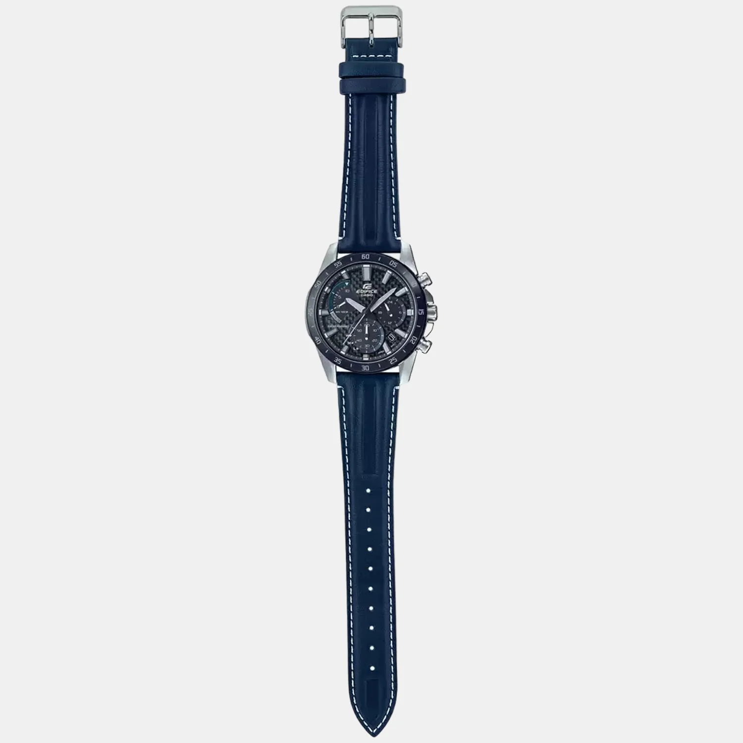 Edifice Men Quartz Black Dial Chronograph Leather Watch EX535 - Image 6