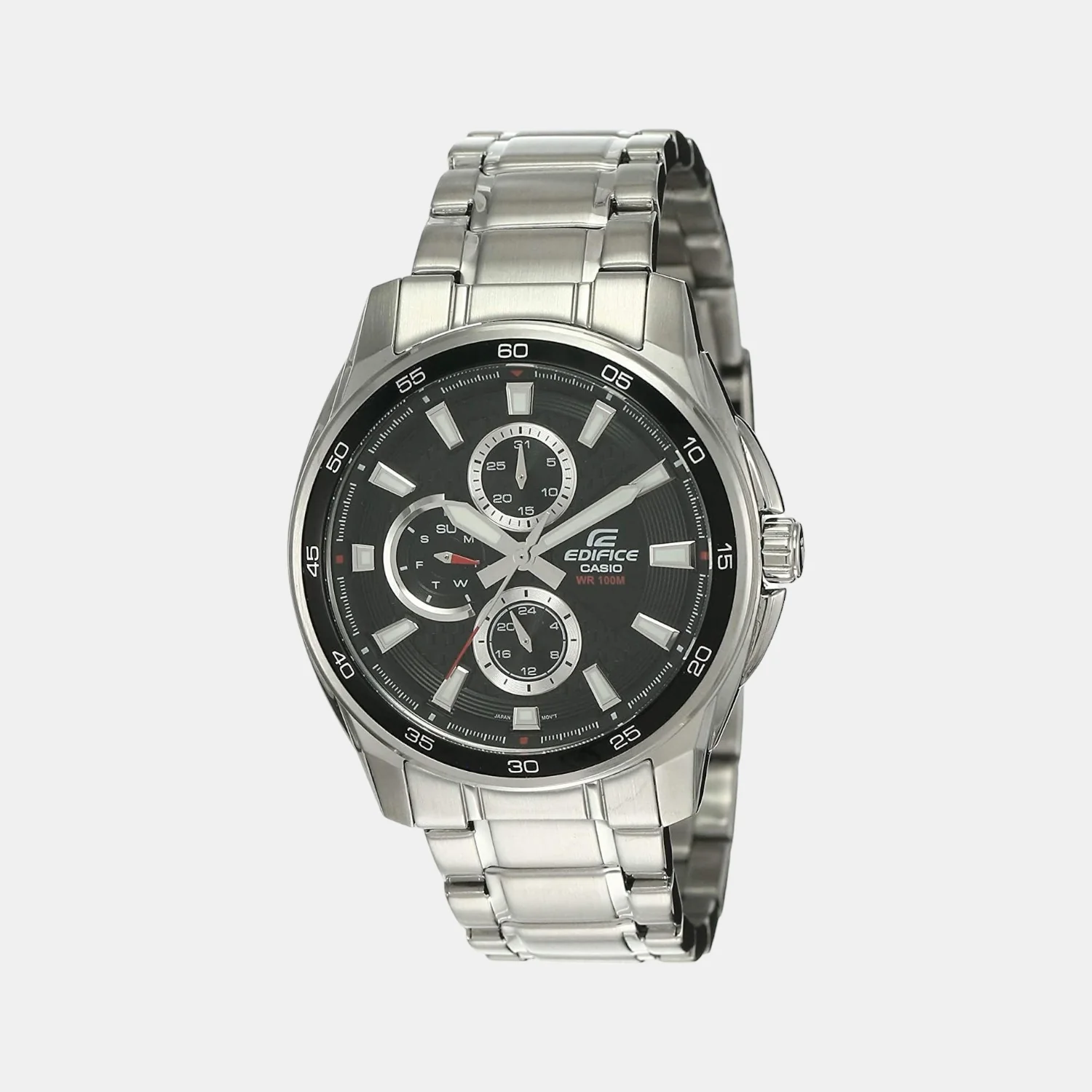 Edifice Men Quartz Black Dial Chronograph Stainless Steel Watch ED420