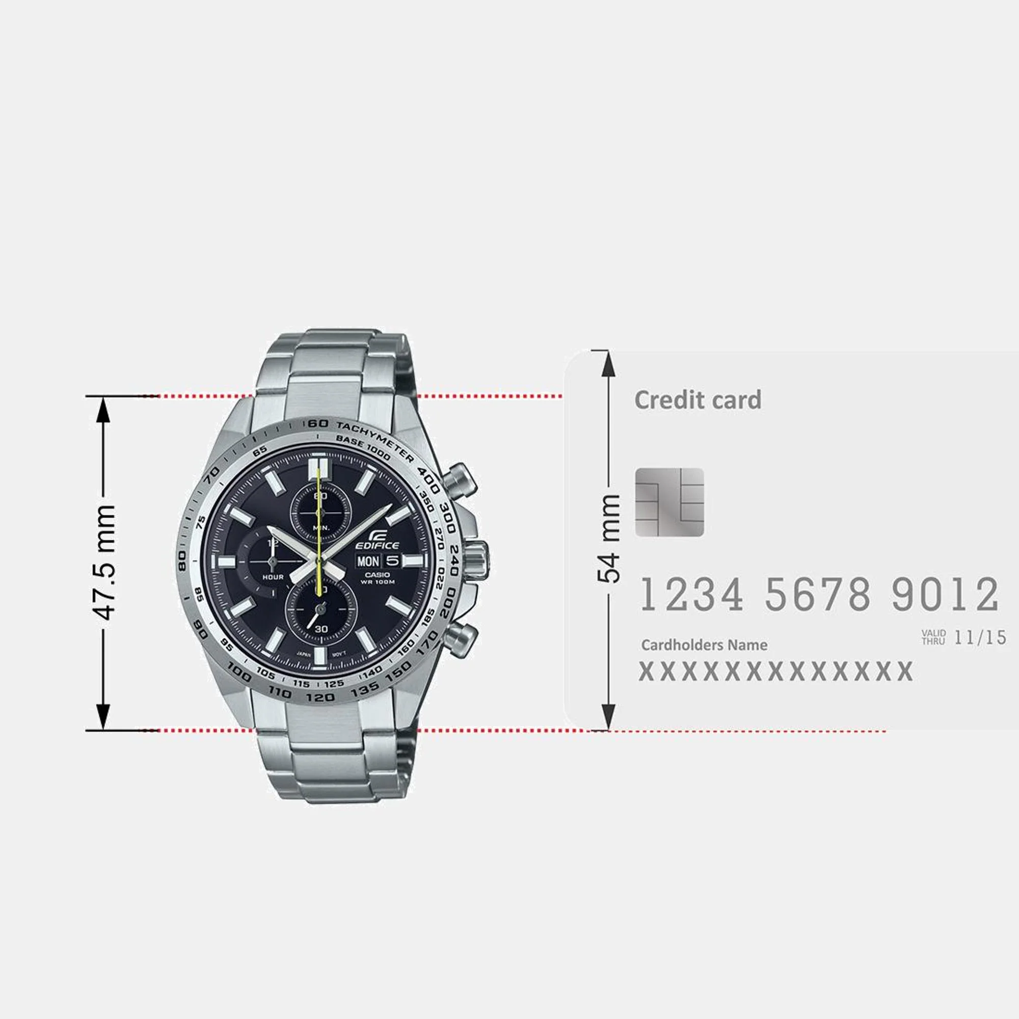 Edifice Men Quartz Black Dial Chronograph Stainless Steel Watch ED593 - Image 9