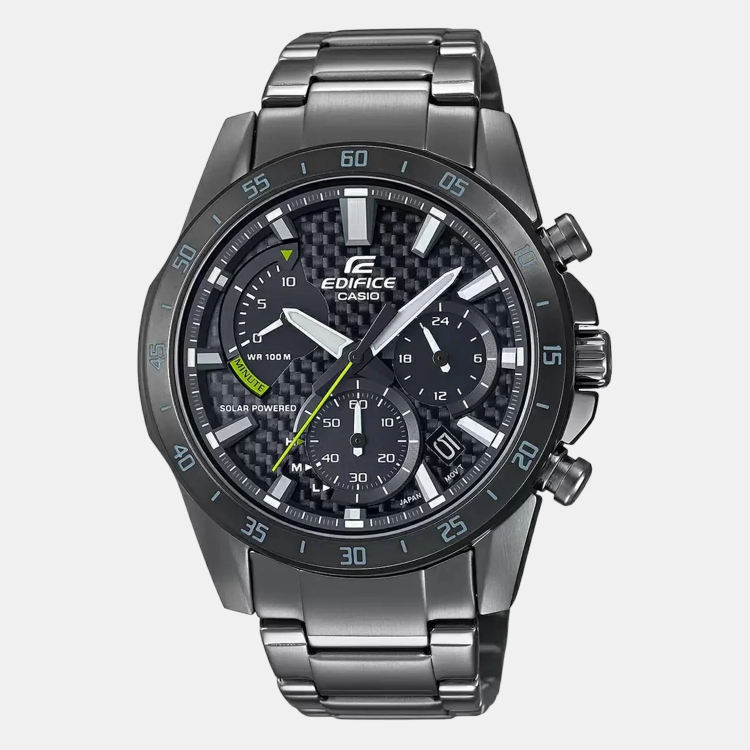 Edifice Men Quartz Black Dial Chronograph Stainless Steel Watch EX534 - Image 2