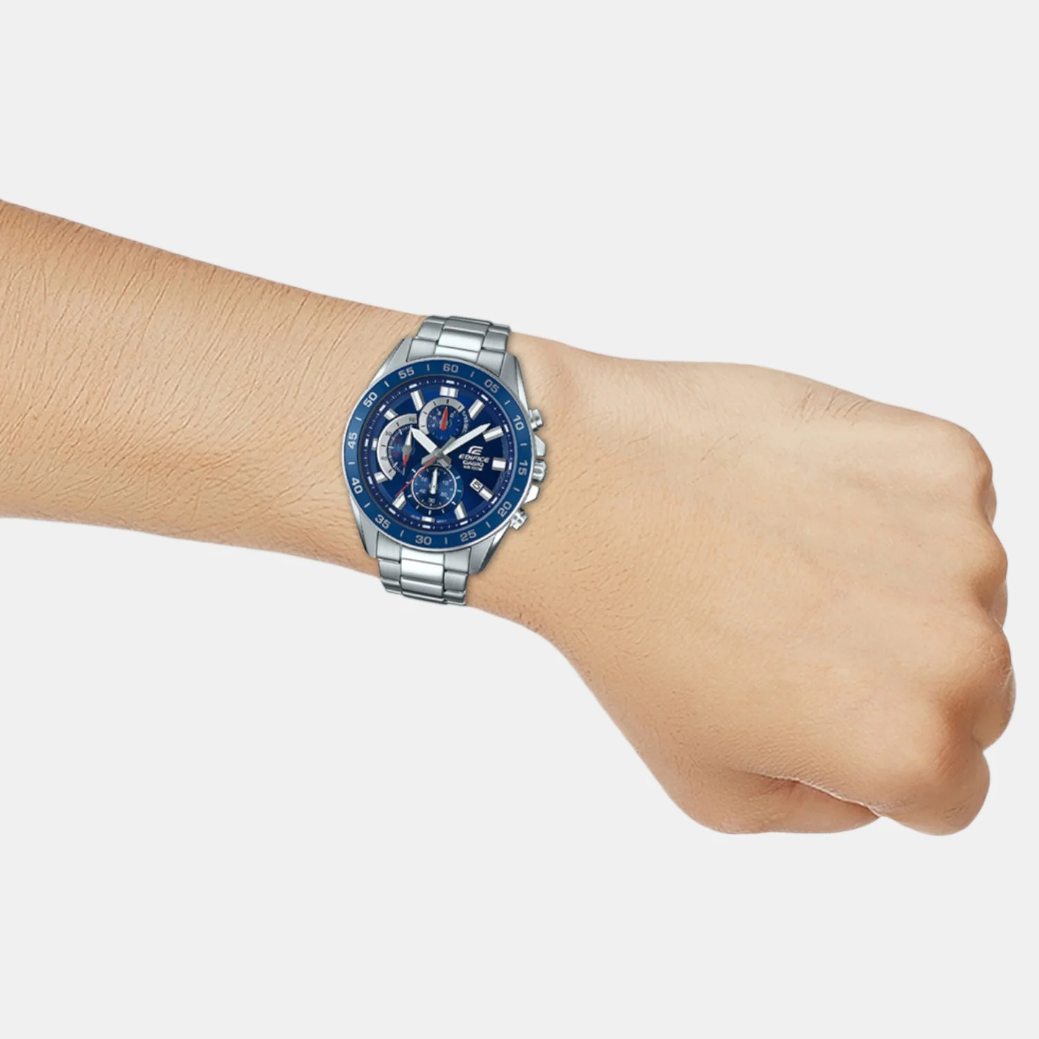 Edifice Men Quartz Blue Dial Analog Stainless Steel Watch ED555 - Image 3
