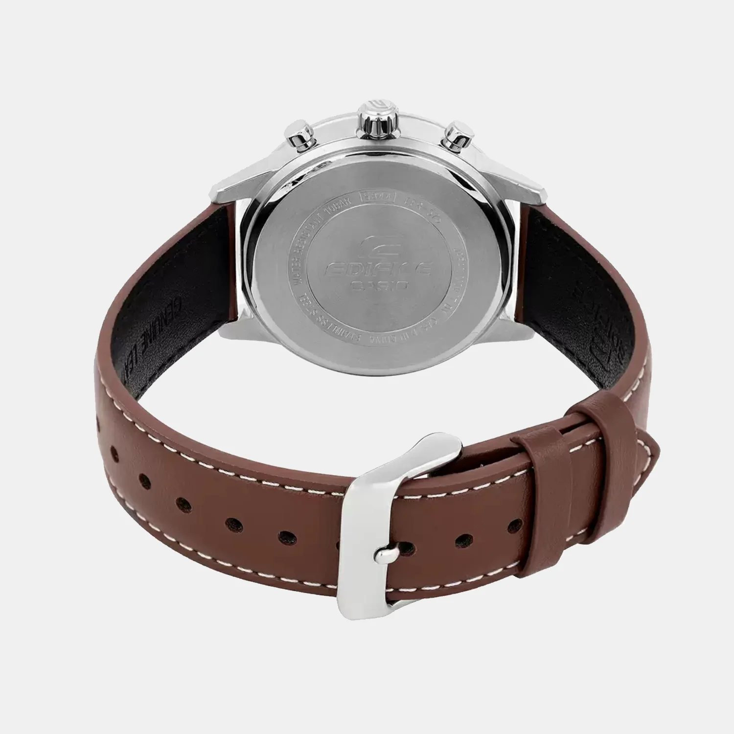 Edifice Men Quartz Cream & Black Dial Multi-Function Leather Watch ED657 - Image 7