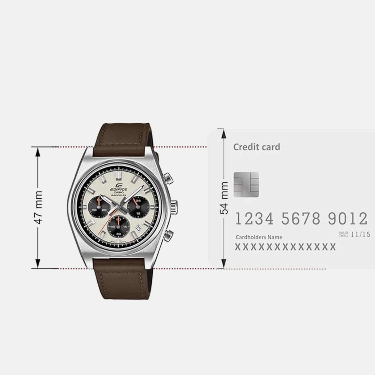 Edifice Men Quartz Cream Dial Chronograph Leather Watch EFB-730L-7AVUDF ED690 - Image 7