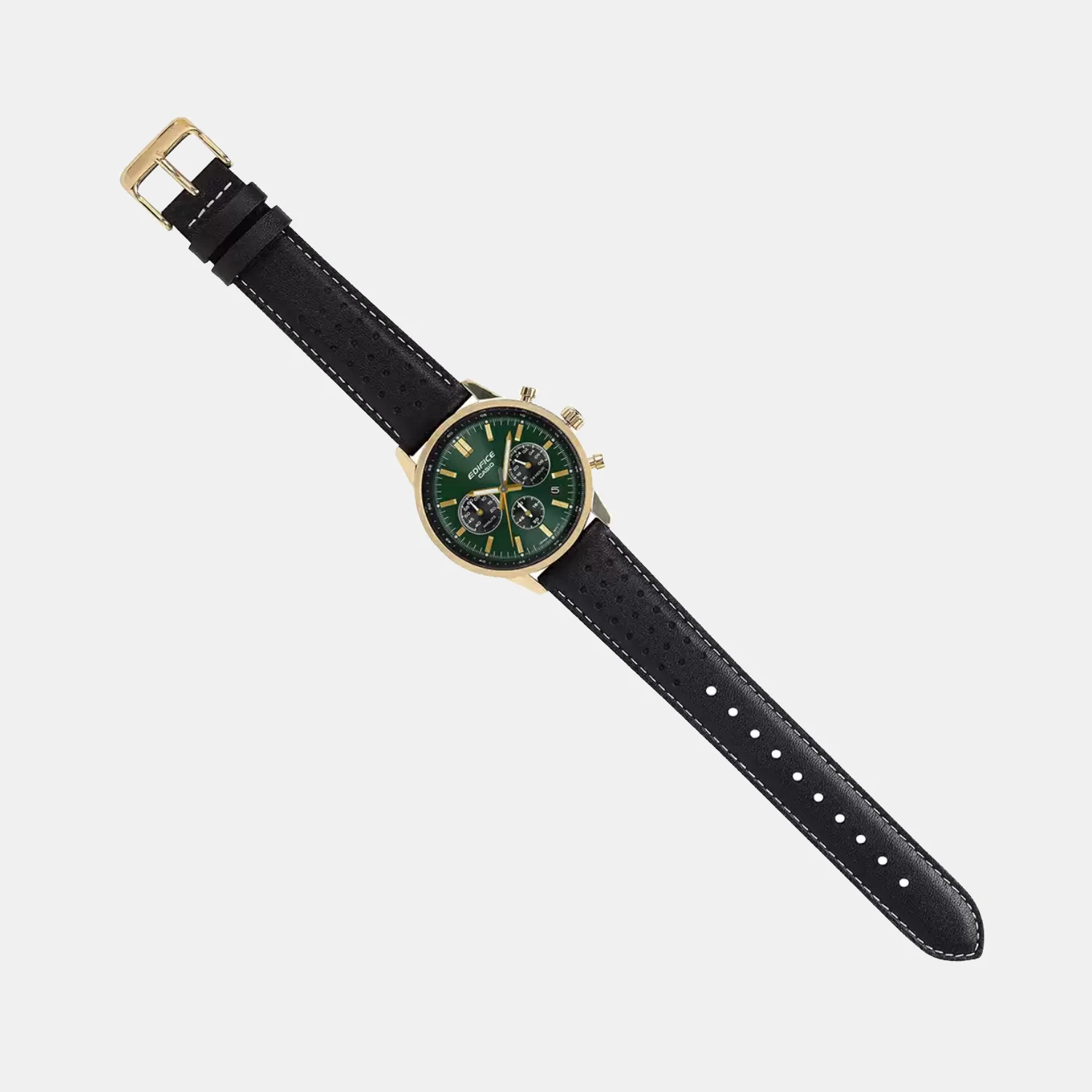 Edifice Men Quartz Green & Black Dial Multi-Function Leather Watch ED658 - Image 9