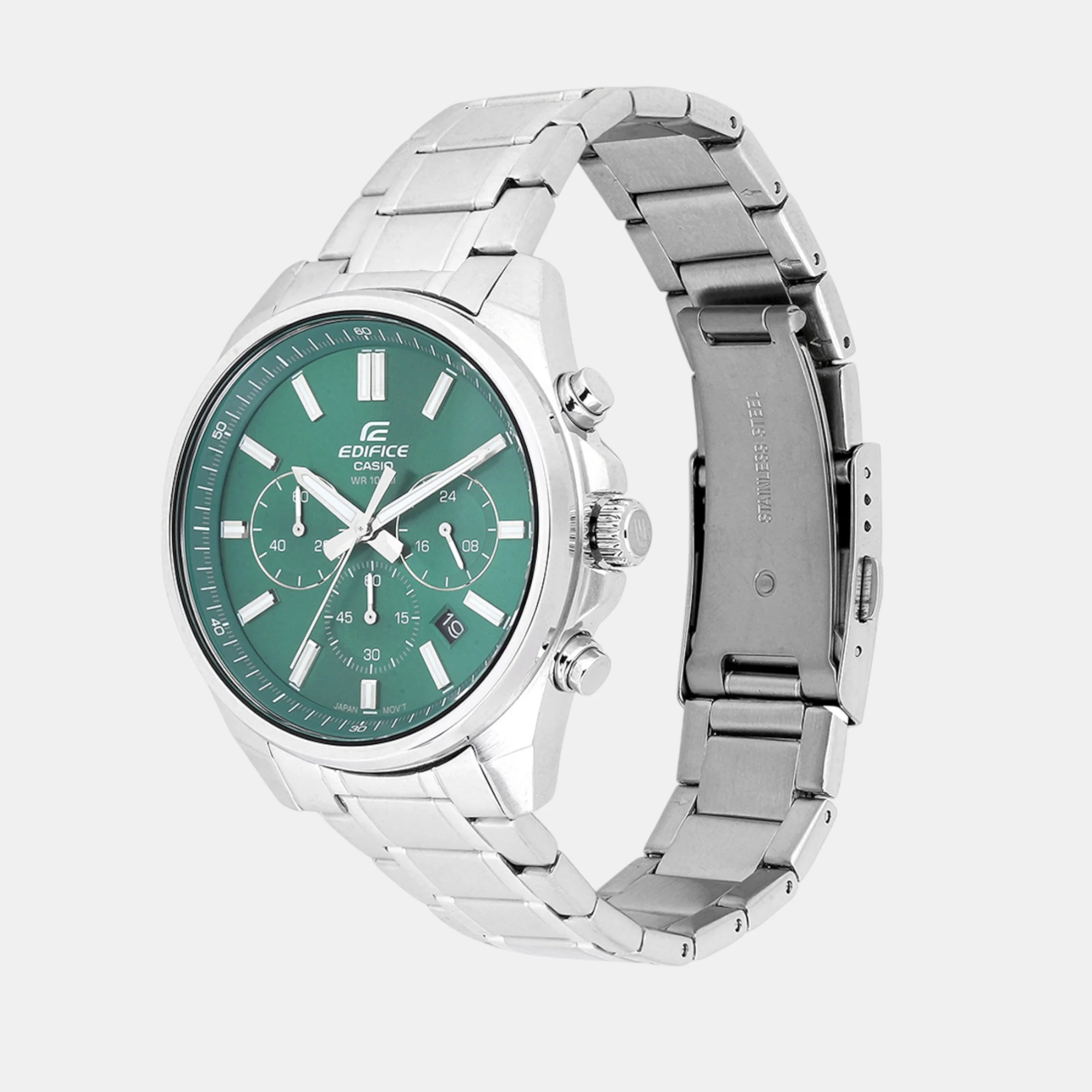 Edifice Men Quartz Green Dial Chronograph Stainless Steel Watch ED598 - Image 4
