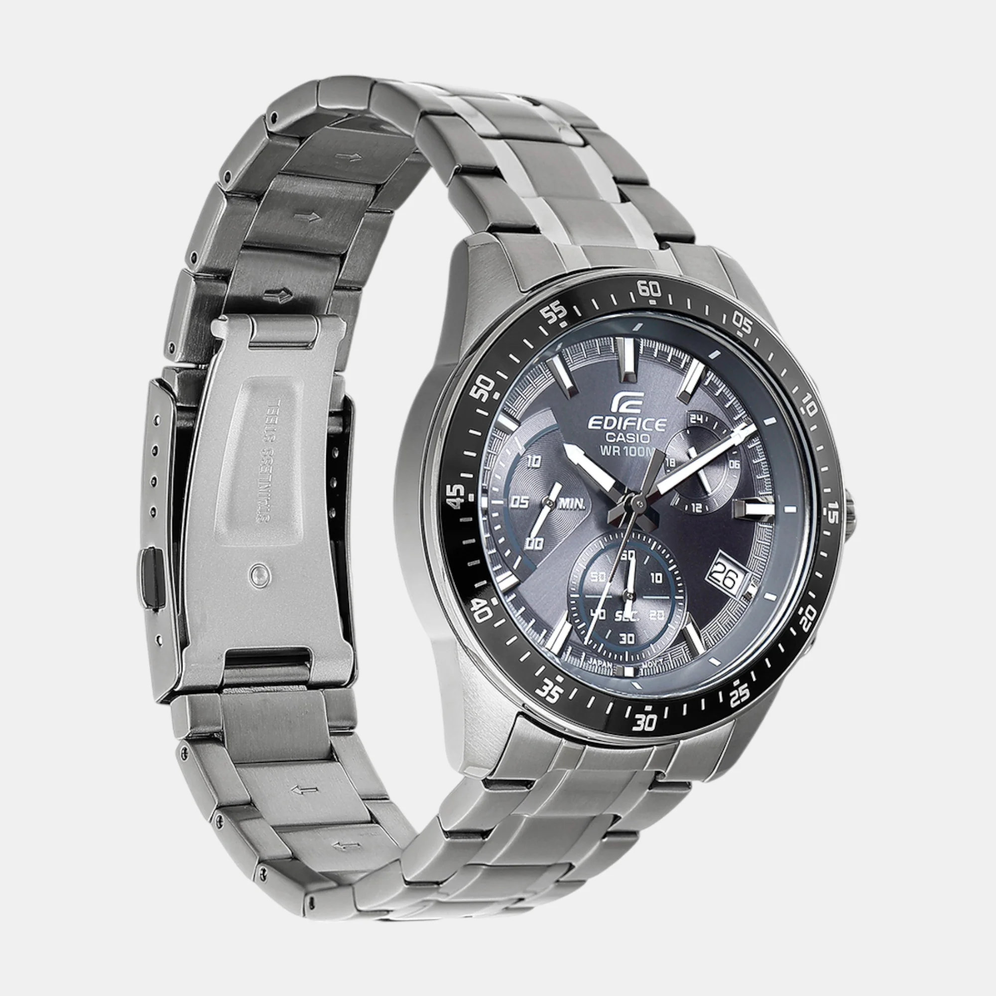 Edifice Men Quartz Grey Dial Chronograph Stainless Steel Watch ED622 - Image 4