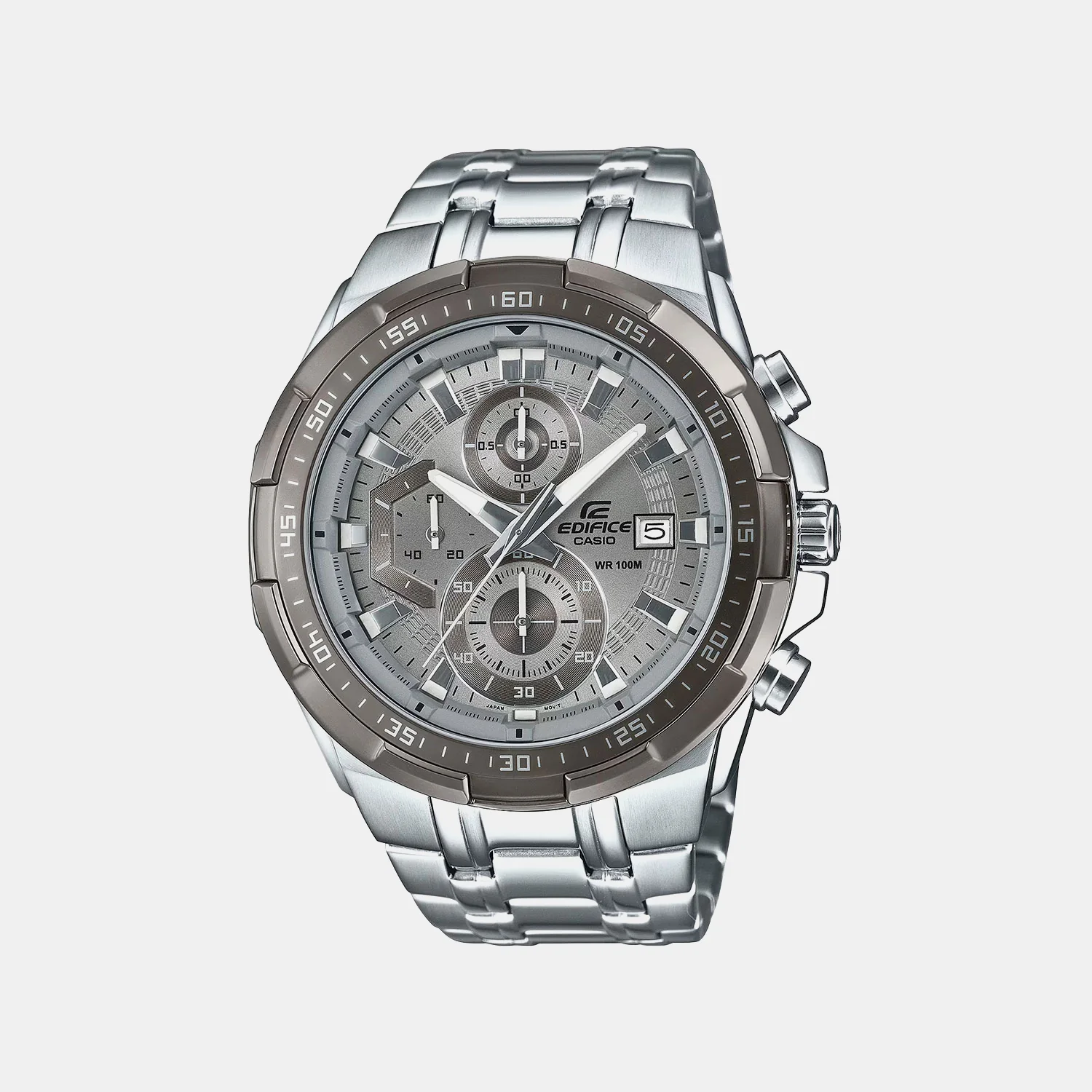 Edifice Men Quartz Grey Dial Chronograph Stainless Steel Watch ED676 EFR-539DE-8AVUDF
