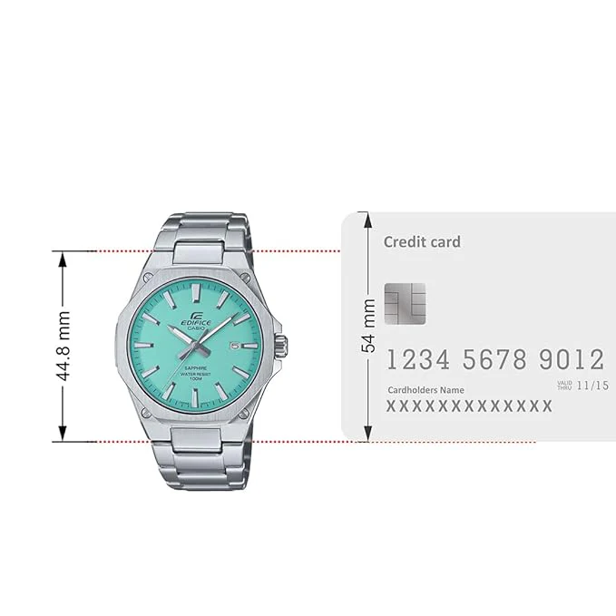 Edifice Men Quartz Turquoise Blue Dial Analog Stainless Steel Watch ED604 - Image 6