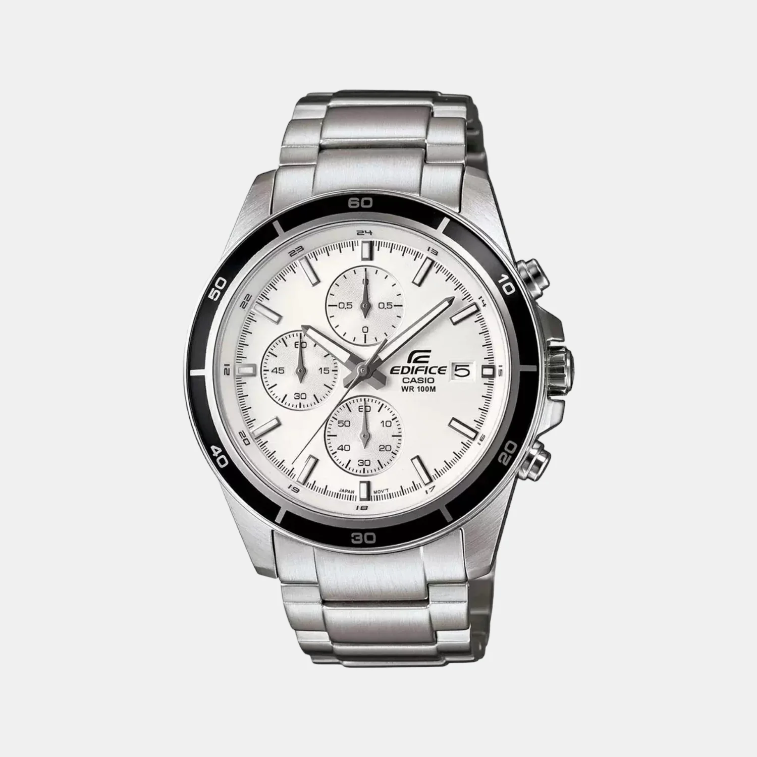 Edifice Men Quartz White Dial Chronograph Stainless Steel Watch EX095