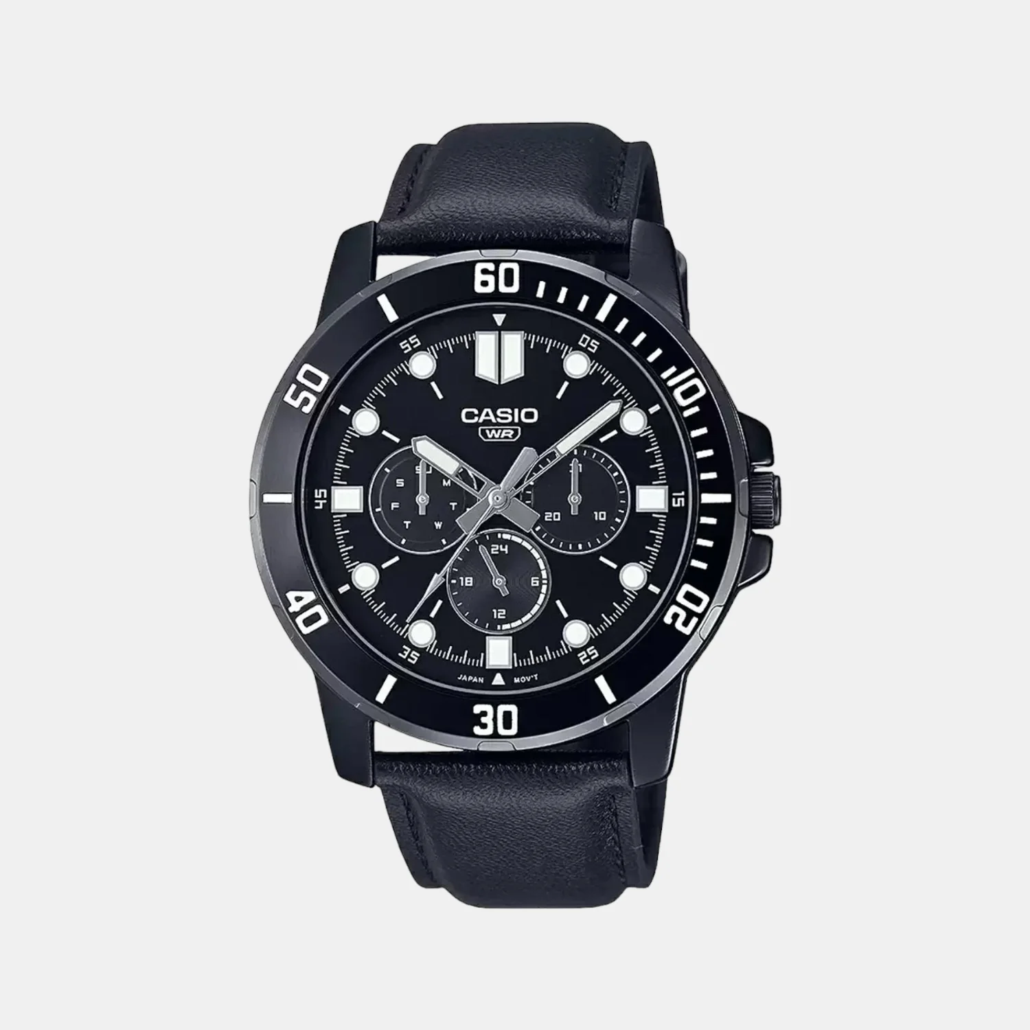 Enticer Men Quartz Black Dial Chronograph Leather Watch A1986
