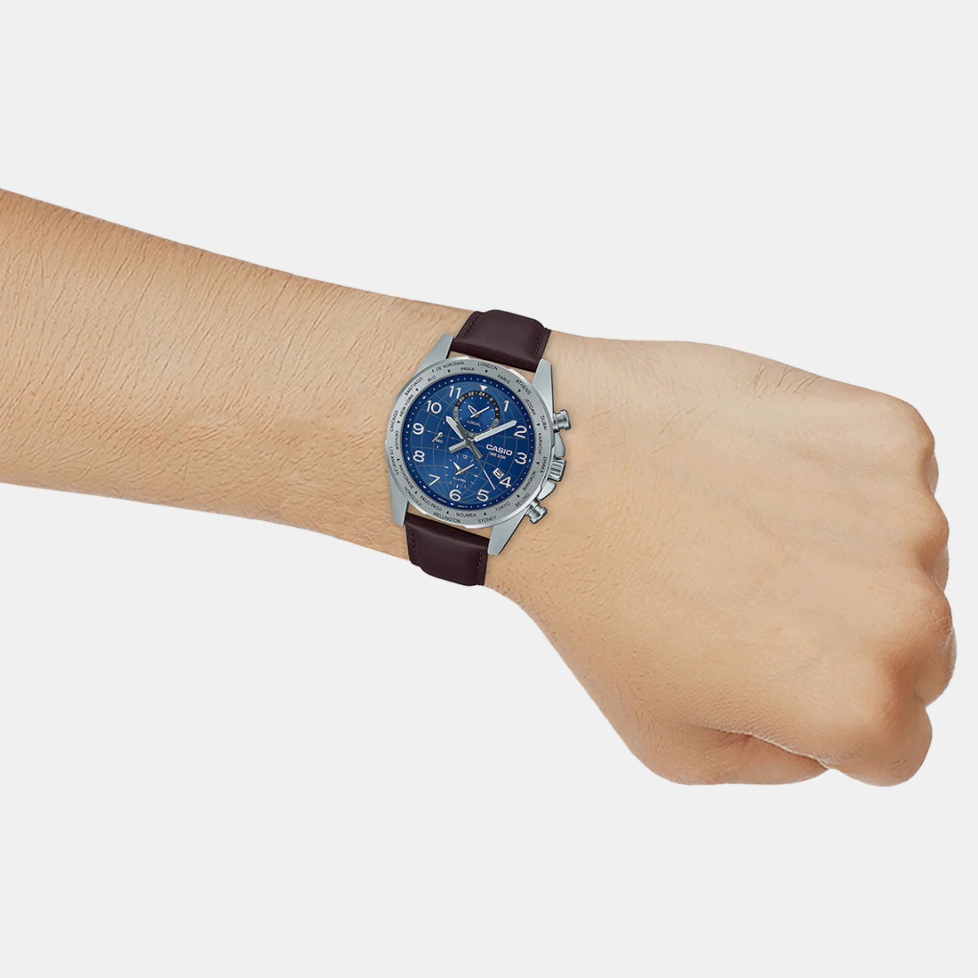 Enticer Men Quartz Blue Dial Chronograph Leather Watch A2150 - Image 6