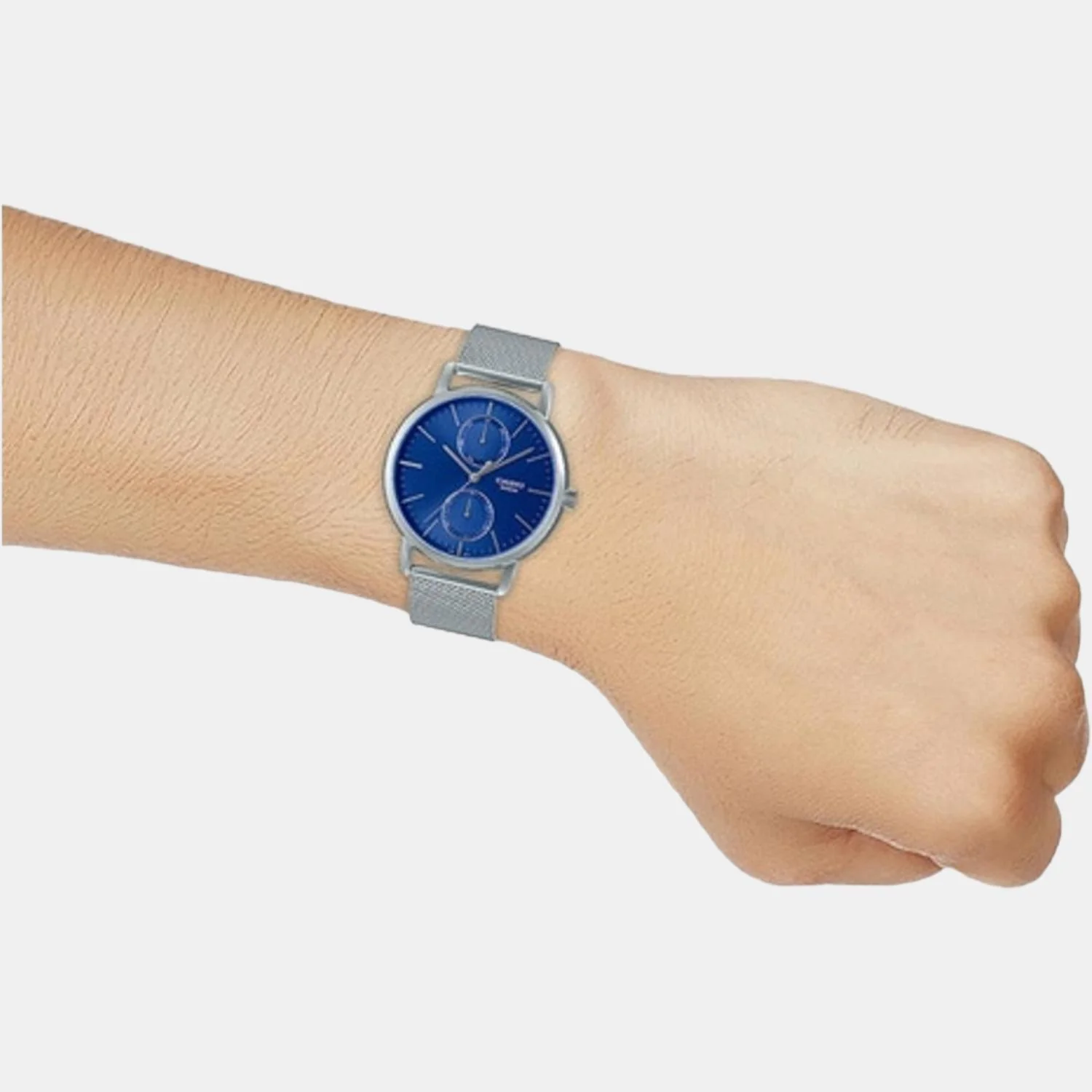 Enticer Men Quartz Blue Dial Chronograph Mesh Watch A2065 - Image 3