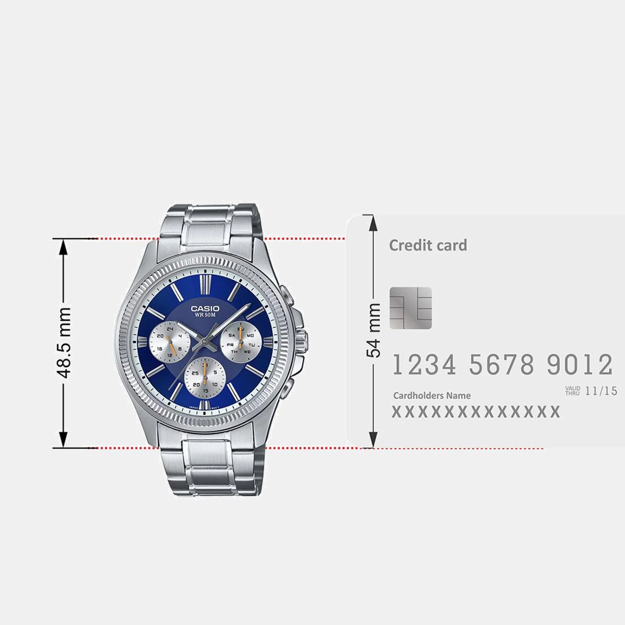 Enticer Men Quartz Blue Dial Multi-Function Stainless Steel Watch A2228 - Image 8