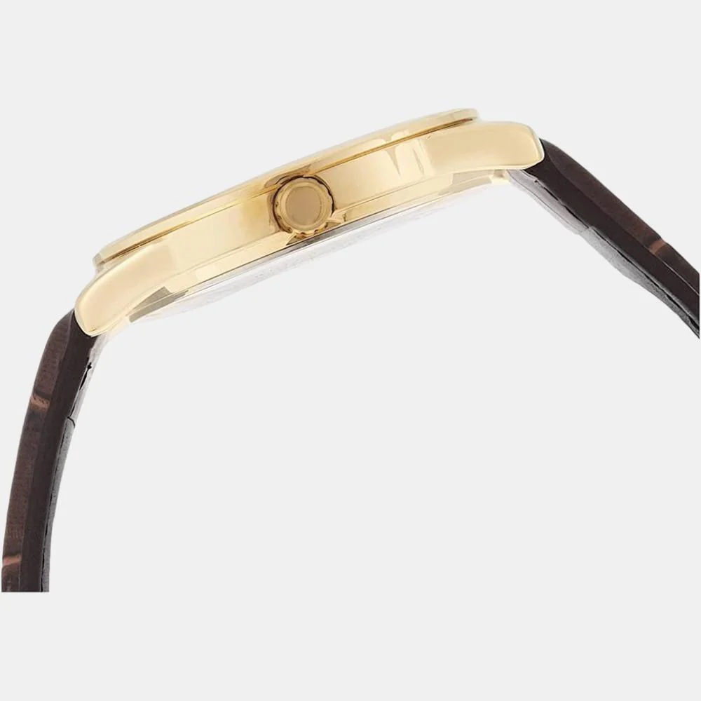 Enticer Men Quartz Gold Dial Analog Leather Watch A1086 - Image 3