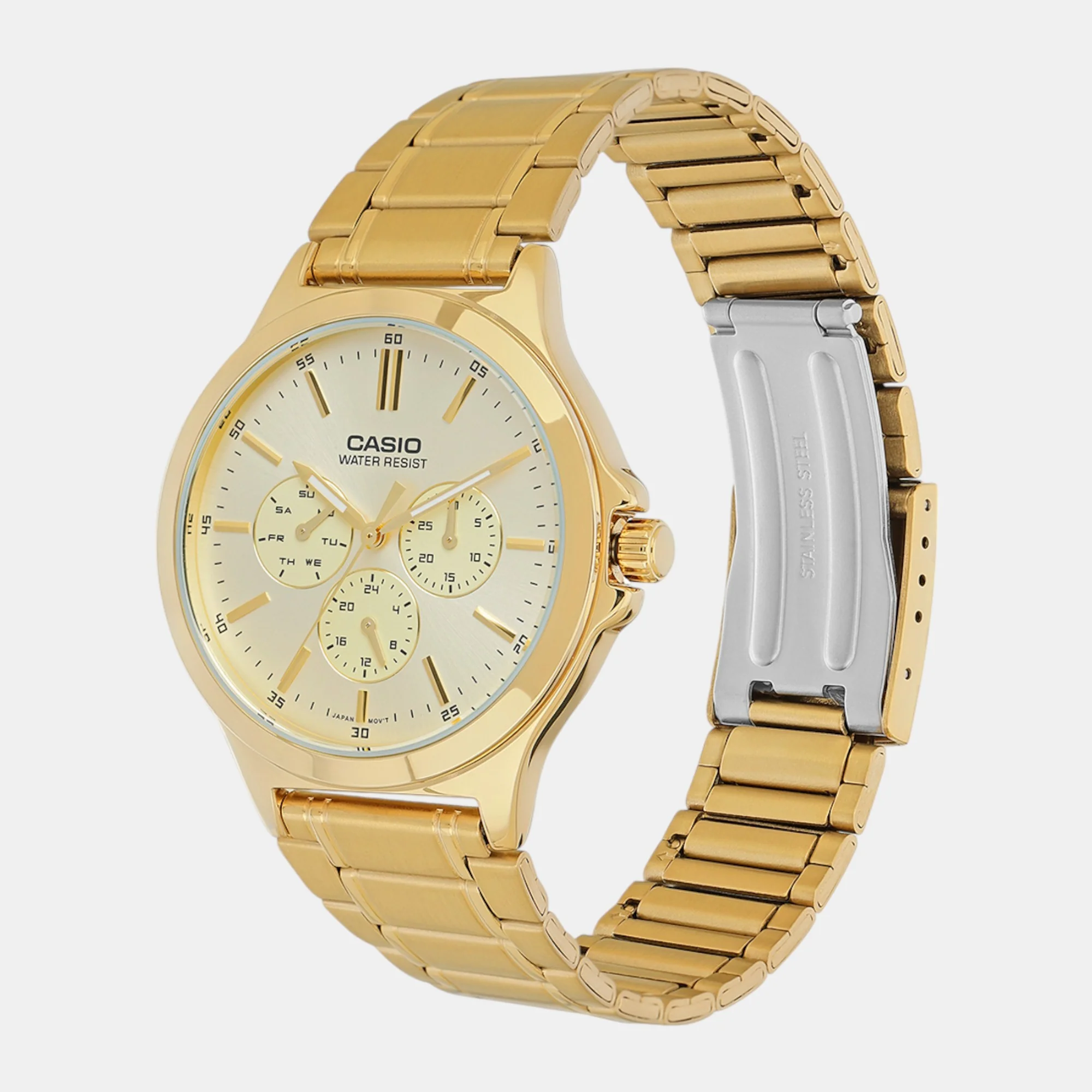 Enticer Men Quartz Gold Dial Multi-Function Stainless Steel Watch A2319 - Image 3