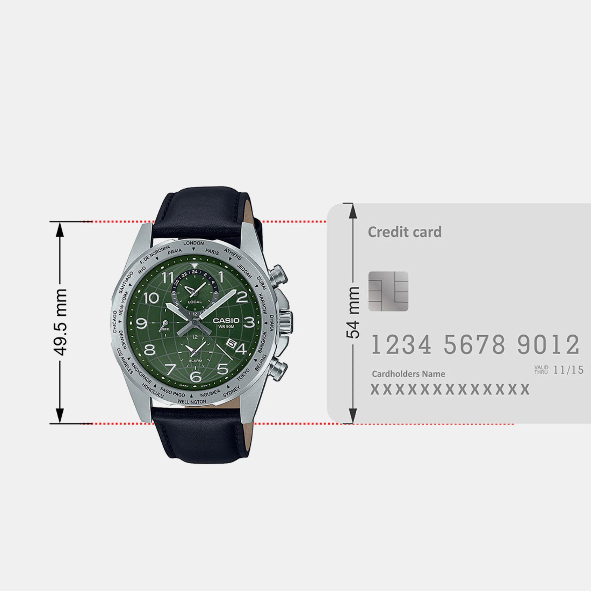 Enticer Men Quartz Green Dial Chronograph Leather Watch A2151 - Image 7