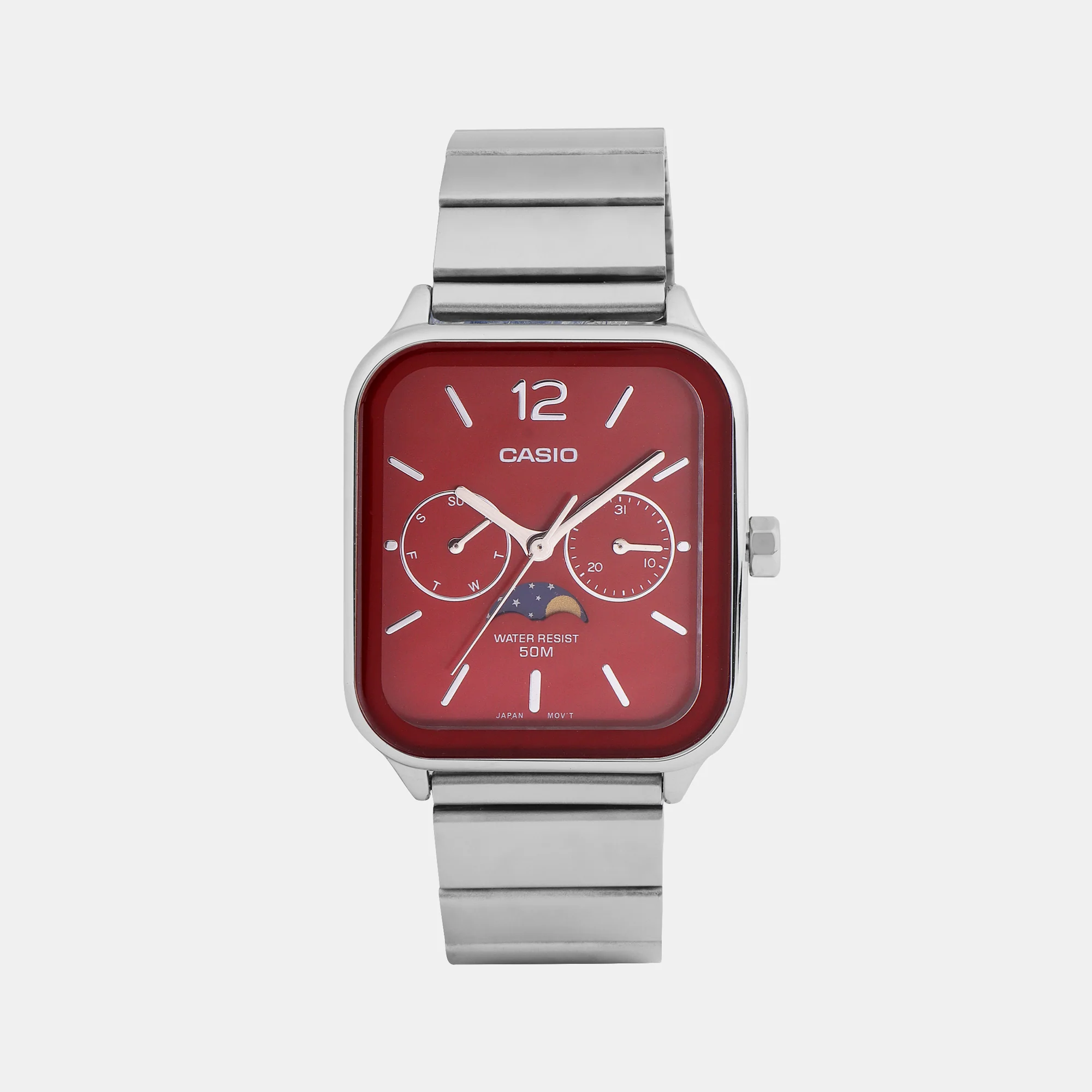 Enticer Men Quartz Red Dial Chronograph Stainless Steel Watch A2182