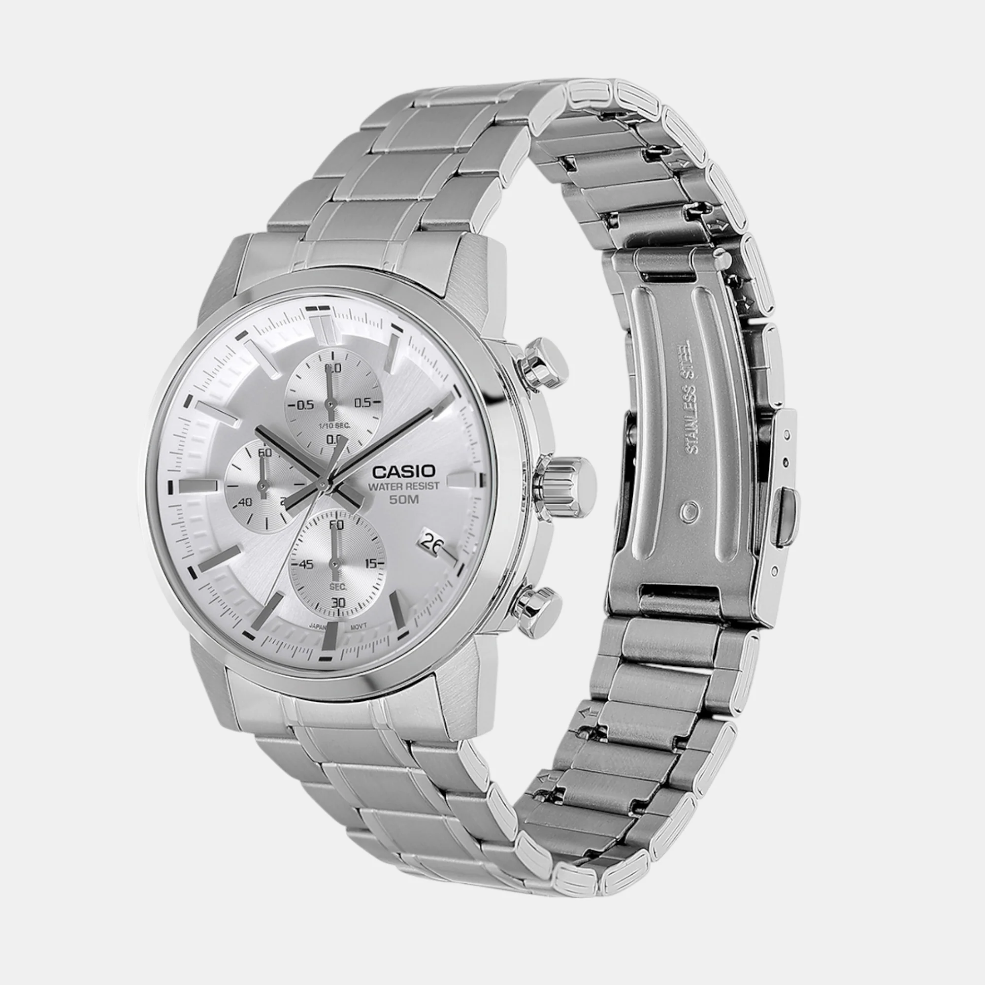Enticer Men Quartz Silver Dial Chronograph Stainless Steel Watch A2305 - Image 2