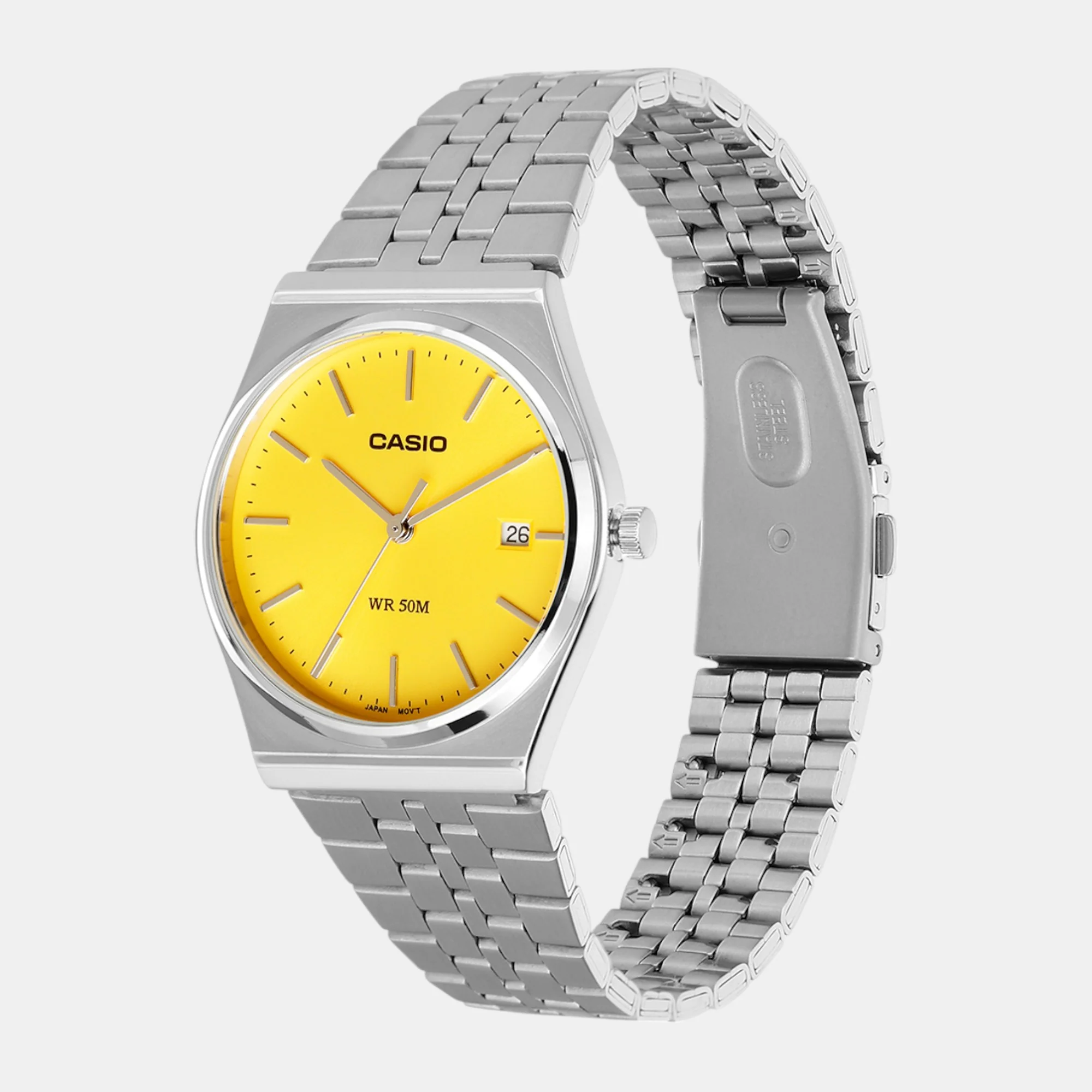 Enticer Men Quartz Yellow Dial Analog Stainless Steel Watch A2238 - Image 2